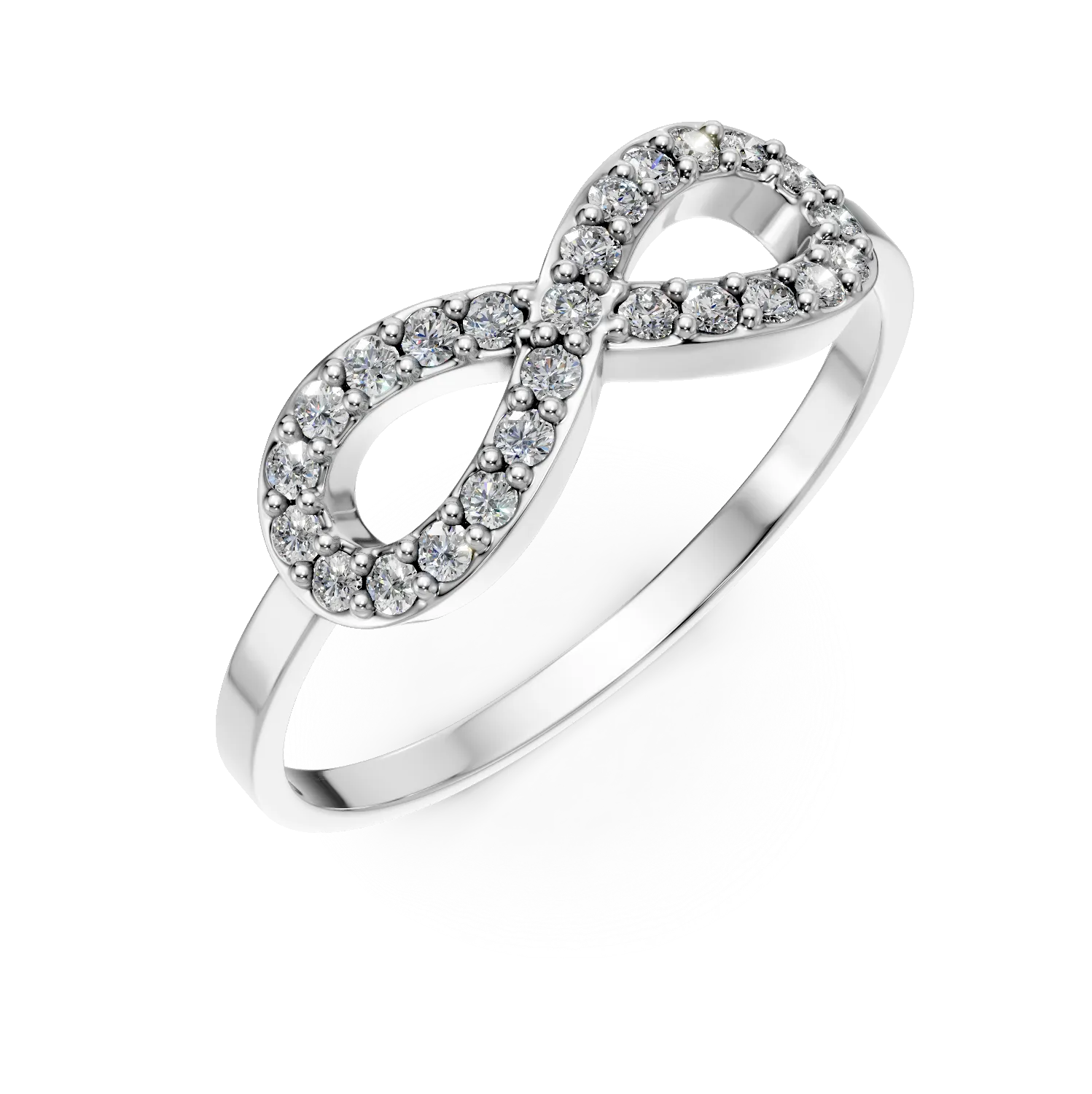 Inel cu infinit din aur alb cu zirconii