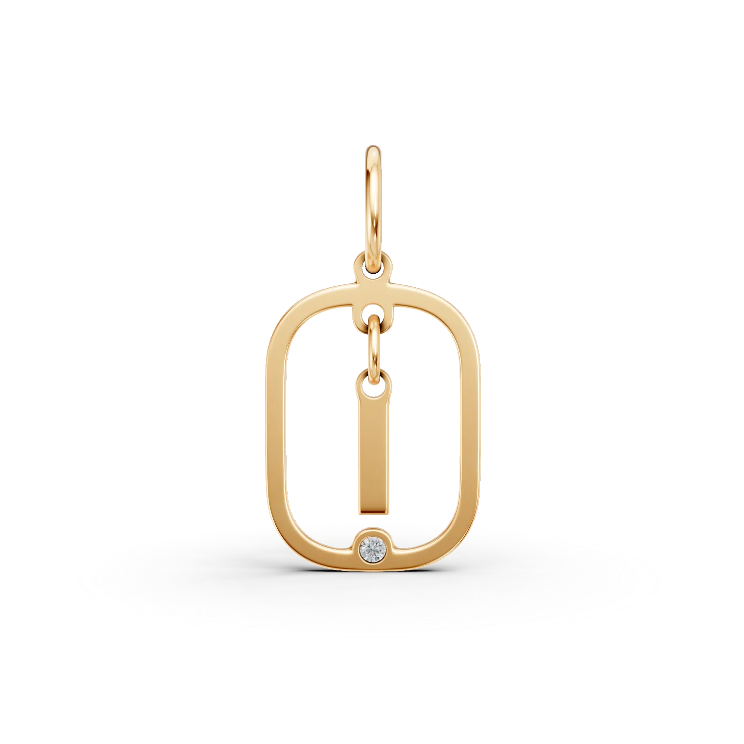 Pandantiv geometric cu initiala I din aur galben si diamant de 0.005ct