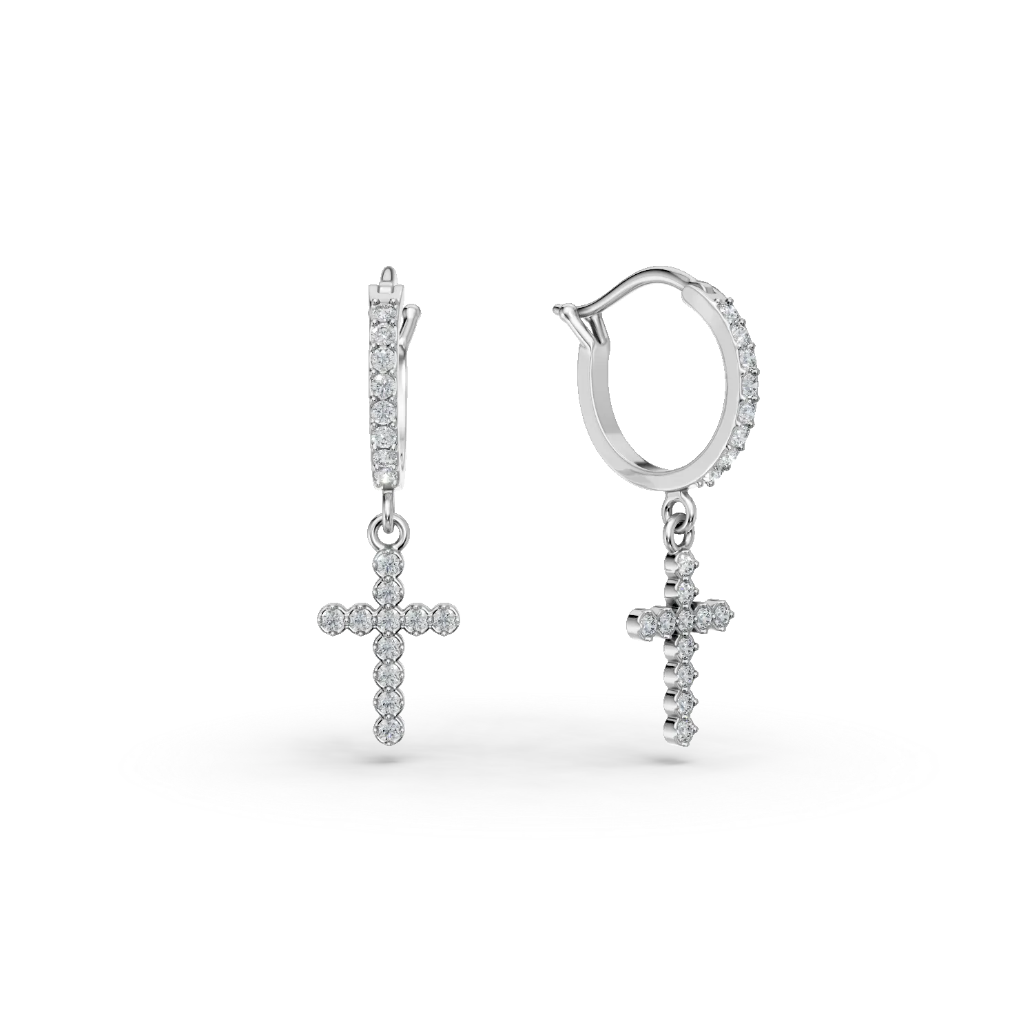 Cercei cruciulita din aur alb cu zirconii Apparel & Accessories > Jewelry > Earrings DAAR 2 Cercei cruciulita din aur alb cu zirconii Apparel & Accessories > Jewelry > Earrings DAAR 2
