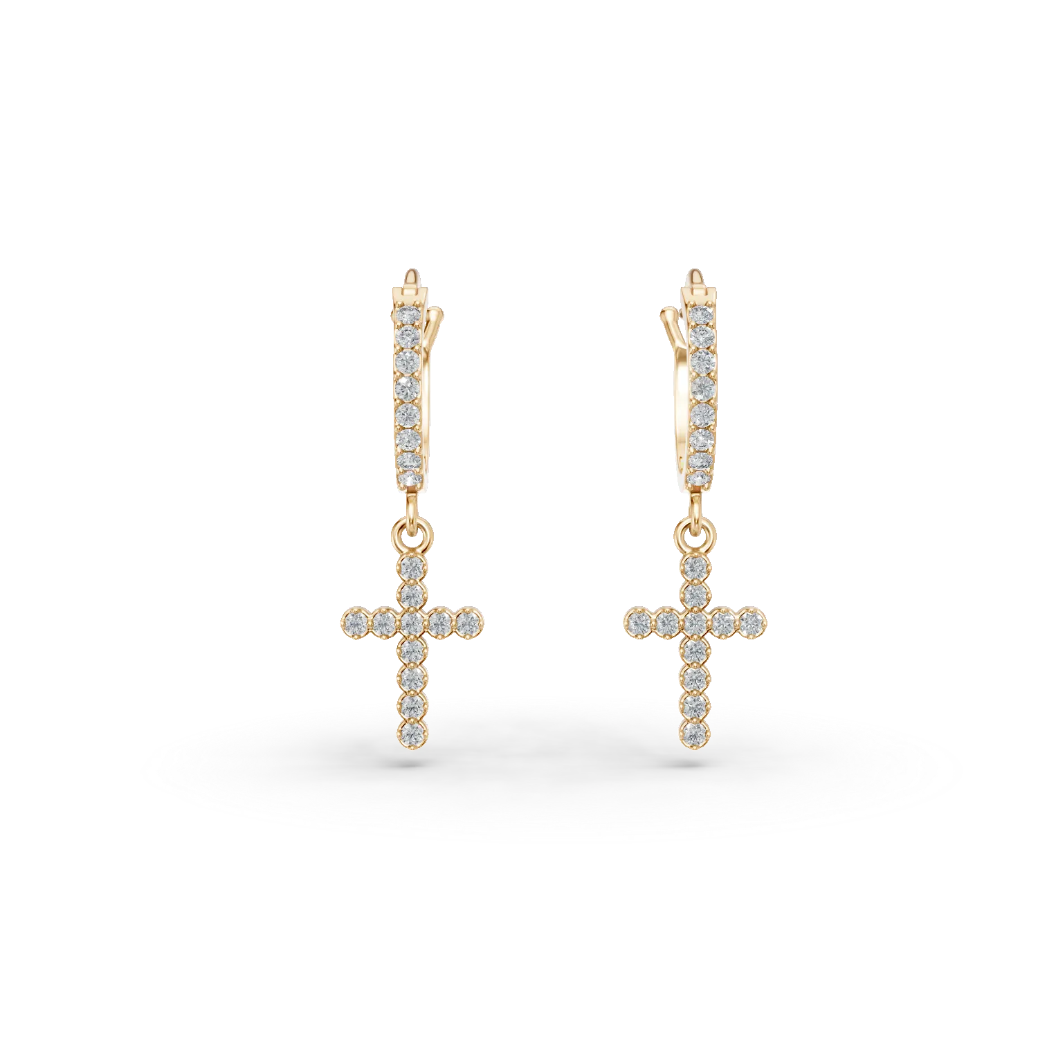 Cercei creole din aur galben cu zirconii