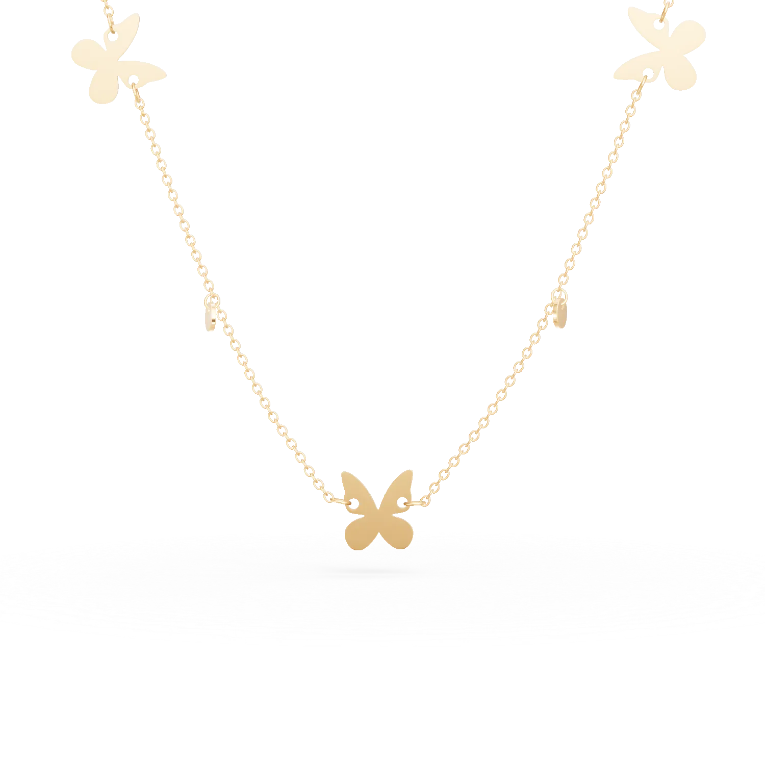 Lant cu pandantive fluturi din aur galben