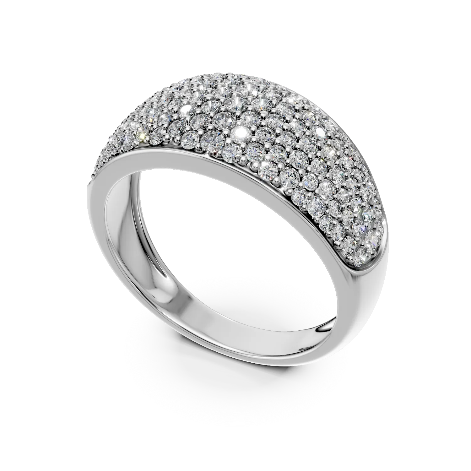 Inel geometric din aur alb cu zirconii microsetting