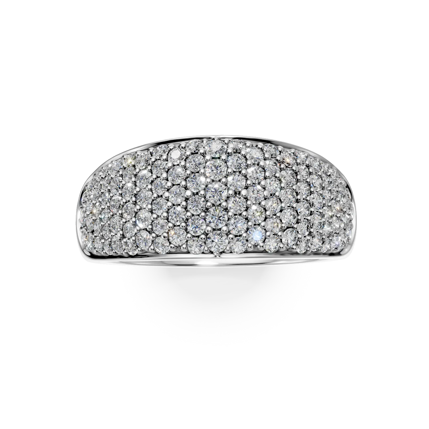 Inel geometric din aur alb cu zirconii microsetting