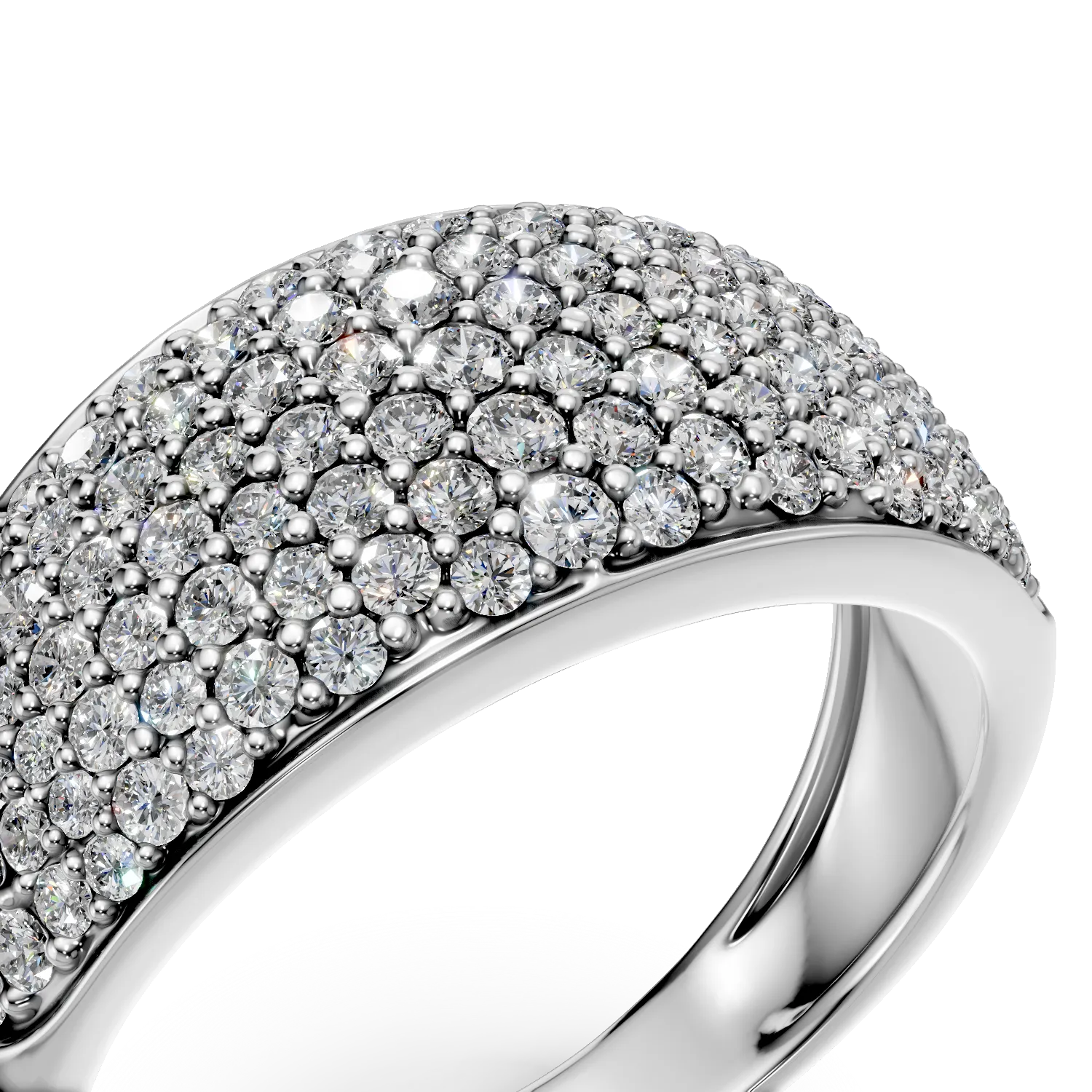 Inel geometric din aur alb cu zirconii microsetting
