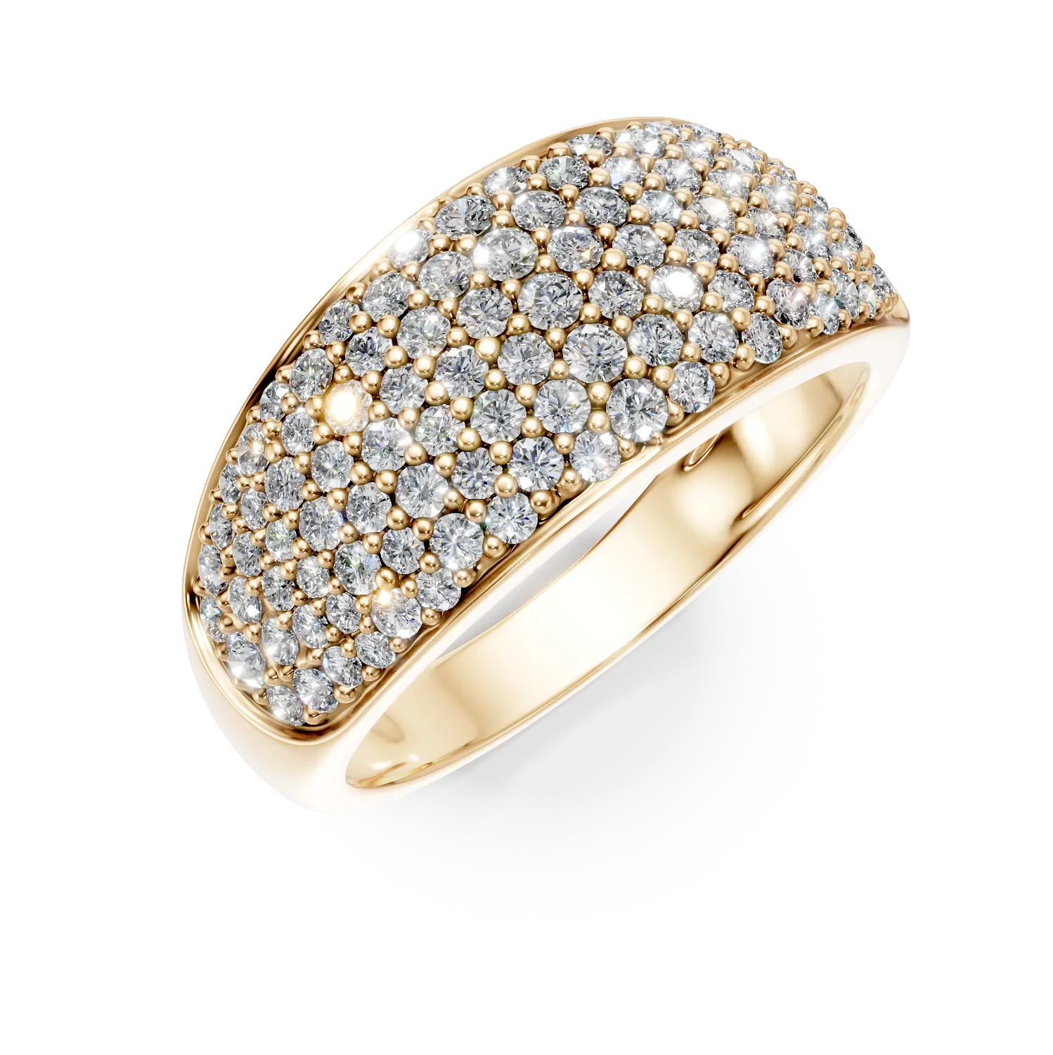 Inel din aur galben cu zirconii microsetting