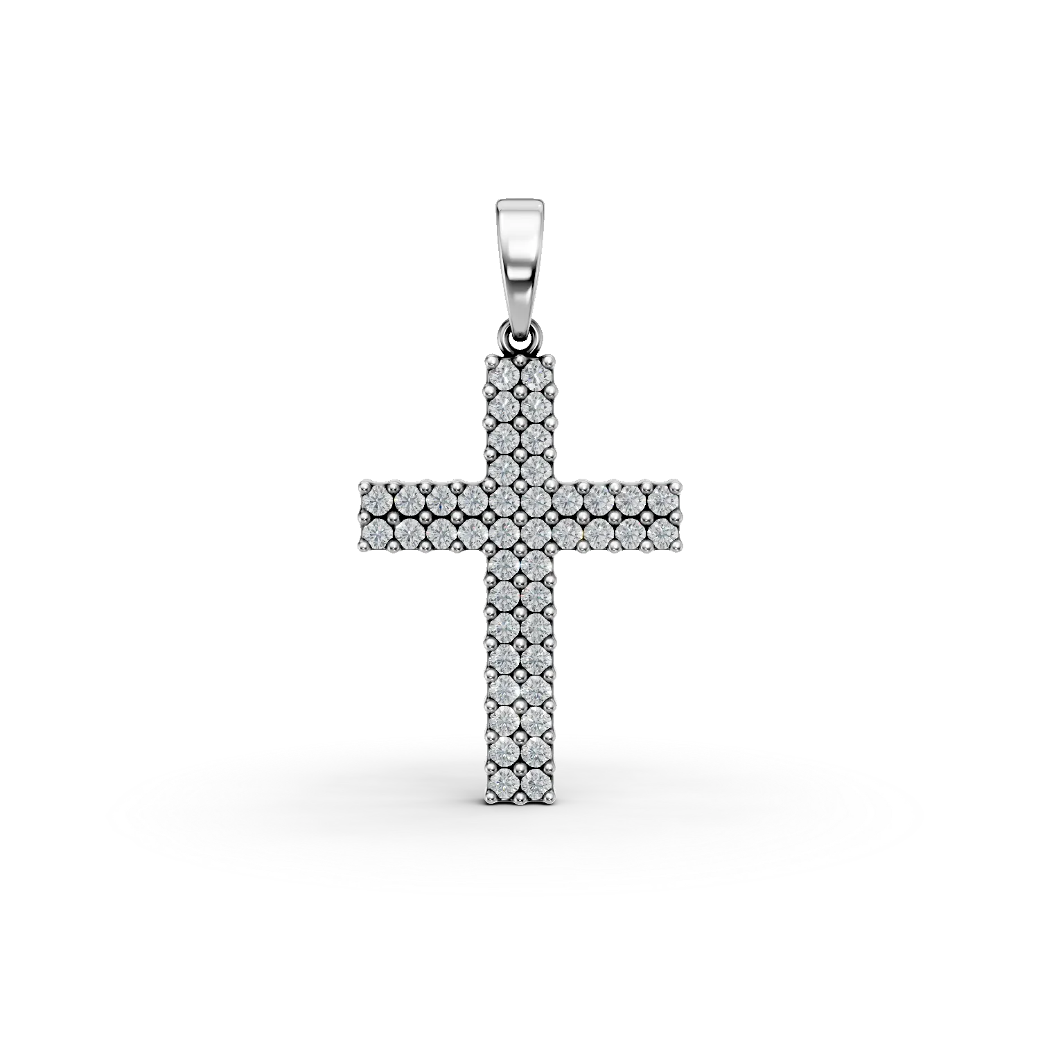 Pandantiv cruce din aur alb cu zirconii