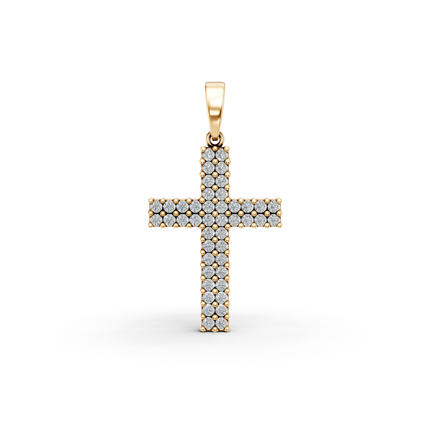Pandantiv cruce din aur galben cu zirconii