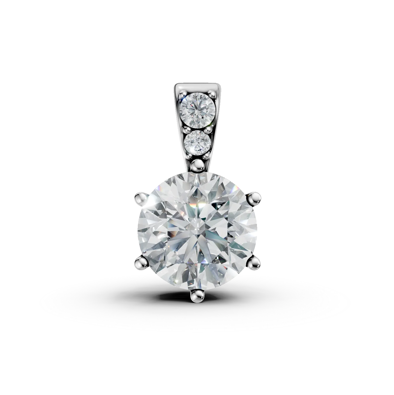 Pandantiv minimalist din aur alb cu zirconii