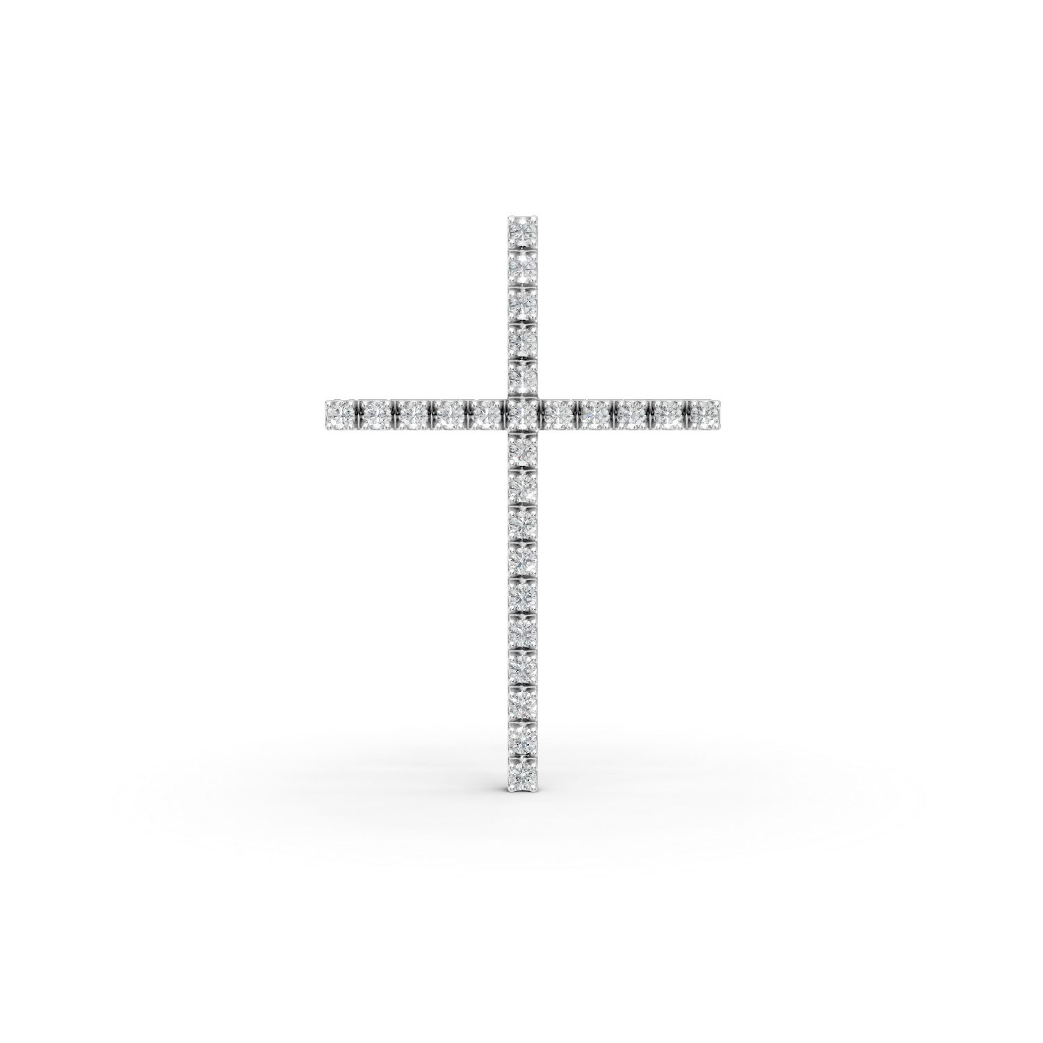 Pandantiv cruce din aur alb cu zirconii