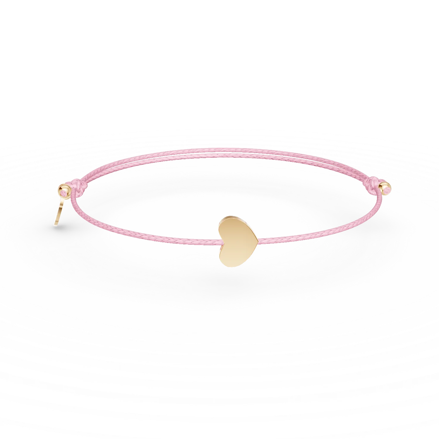 Bratara cu snur si pandantiv inimioara din aur galben