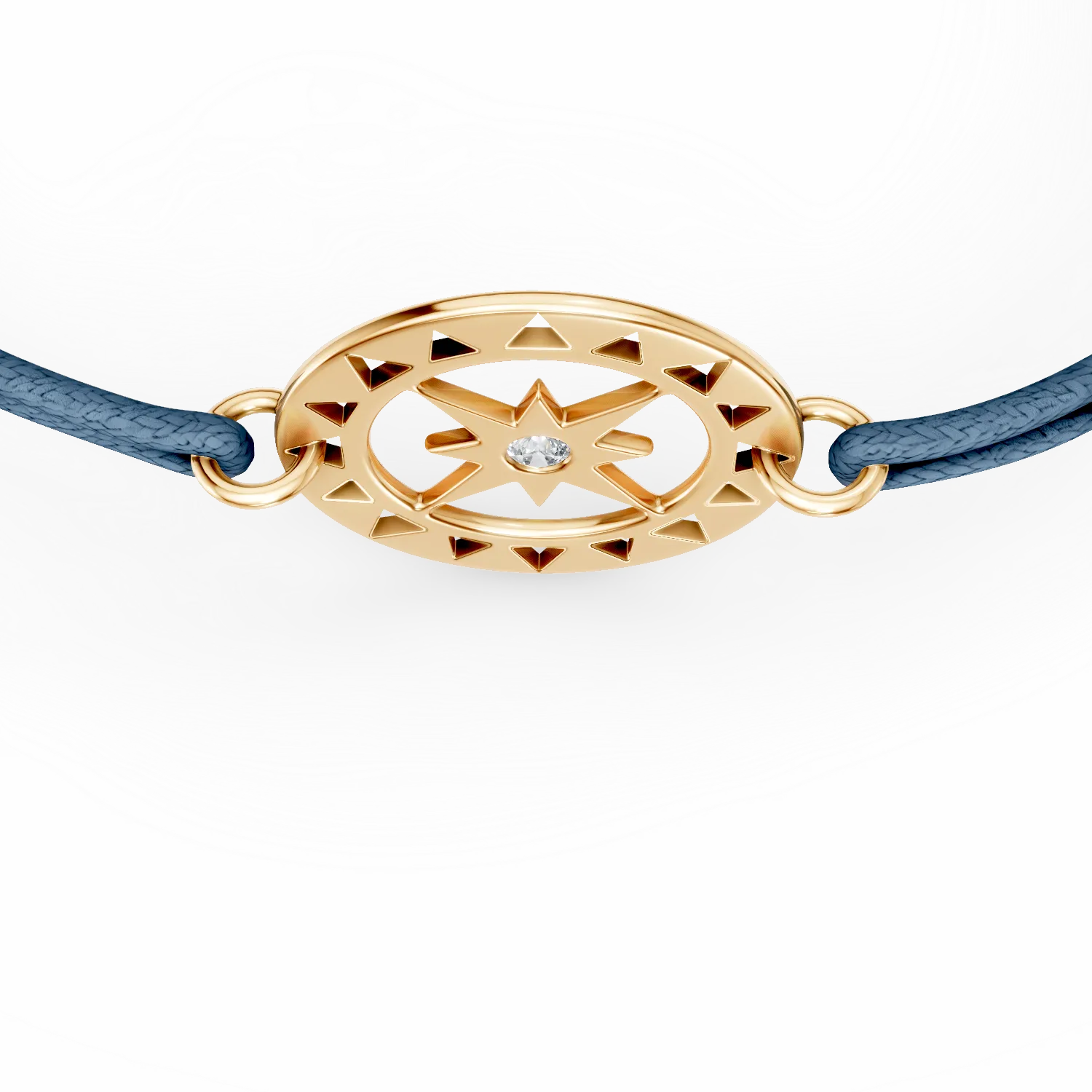 Bratara cu snur si pandantiv din aur galben cu diamant de 0.005ct