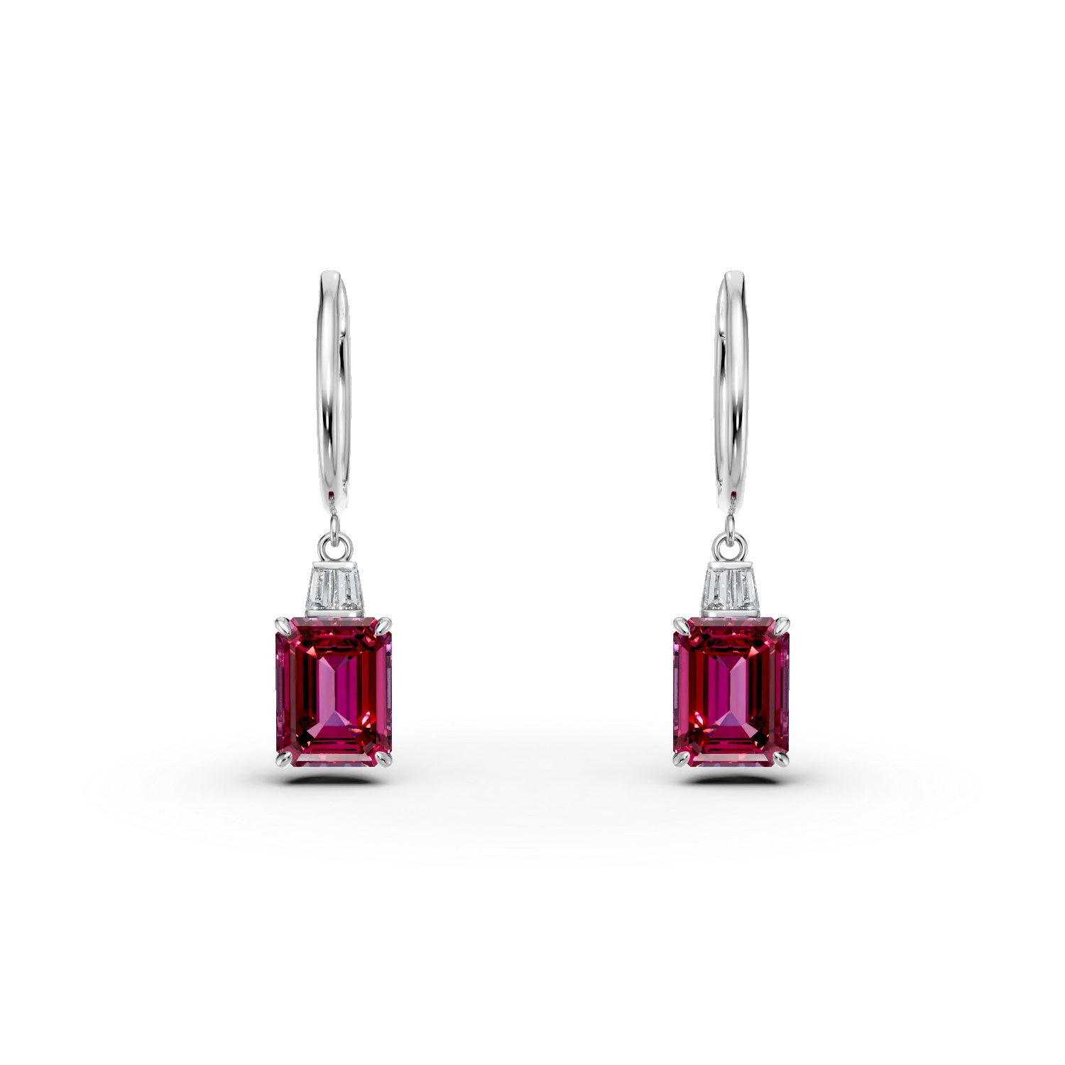 Cercei din aur alb cu rubine si diamante de 6.4ct create in laborator