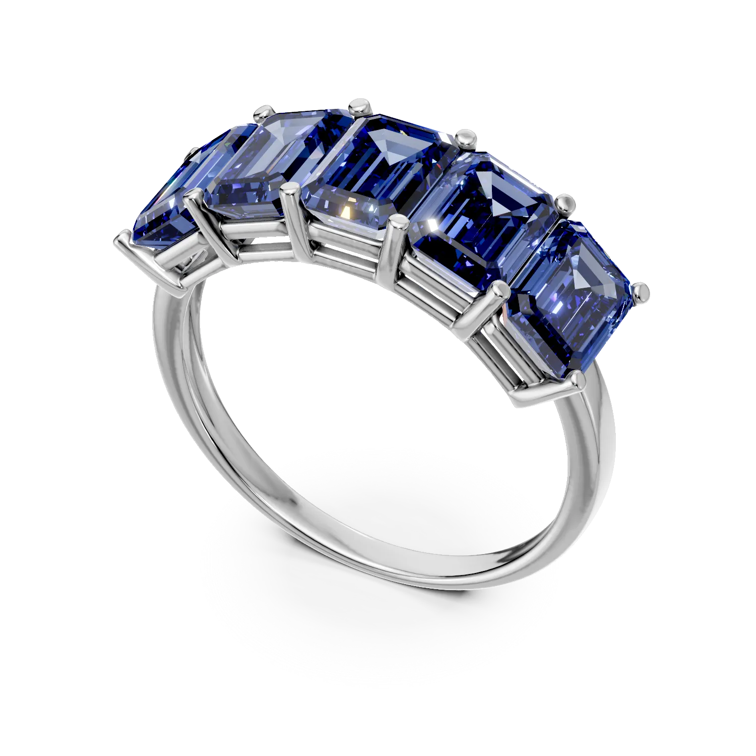 Inel din aur alb cu safire de 4.2ct create in laborator