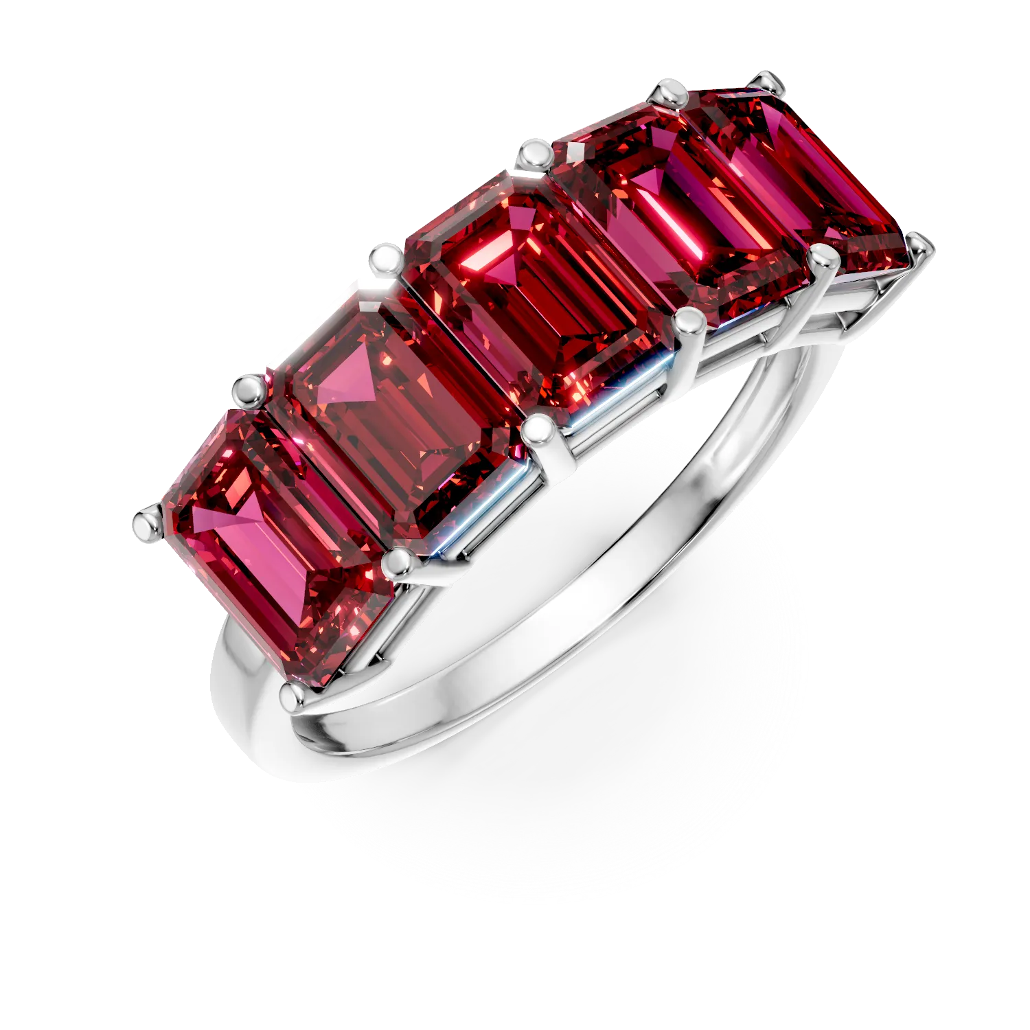 Inel din aur alb cu rubine de 4.2ct create in laborator