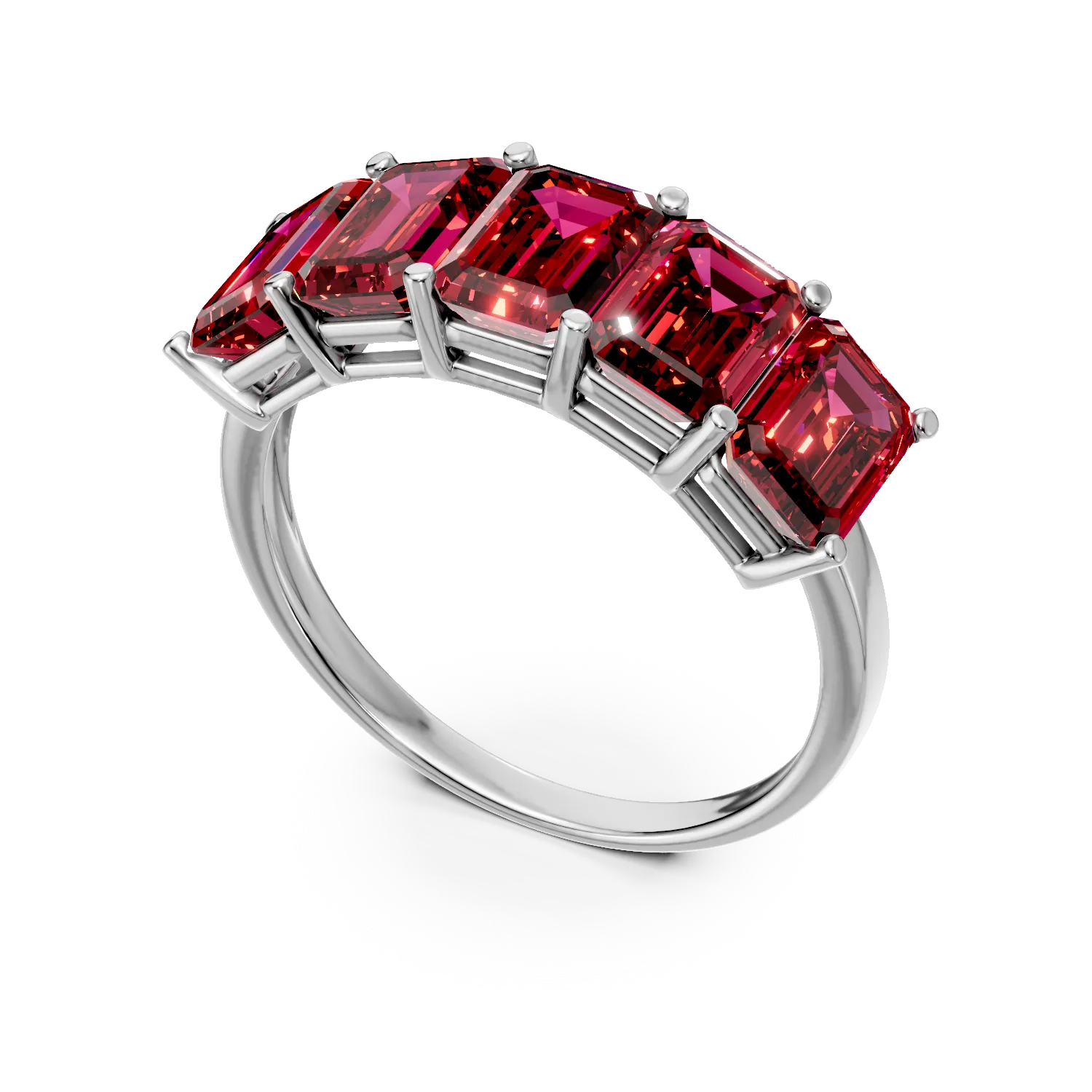 Inel din aur alb cu rubine de 4.2ct create in laborator