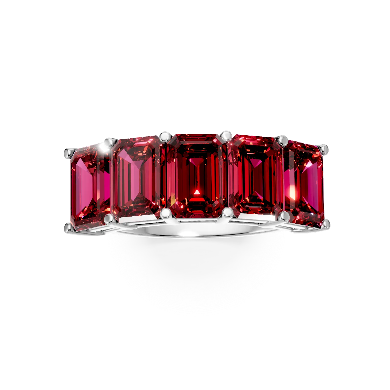Inel din aur alb cu rubine de 4.2ct create in laborator