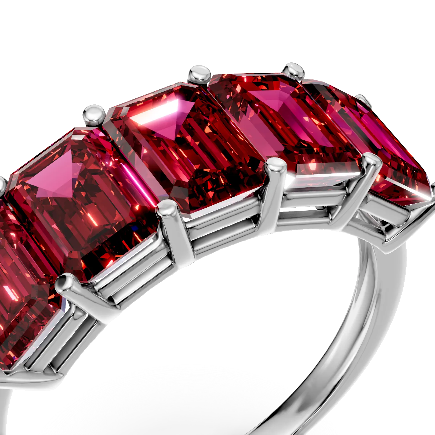 Inel din aur alb cu rubine de 4.2ct create in laborator