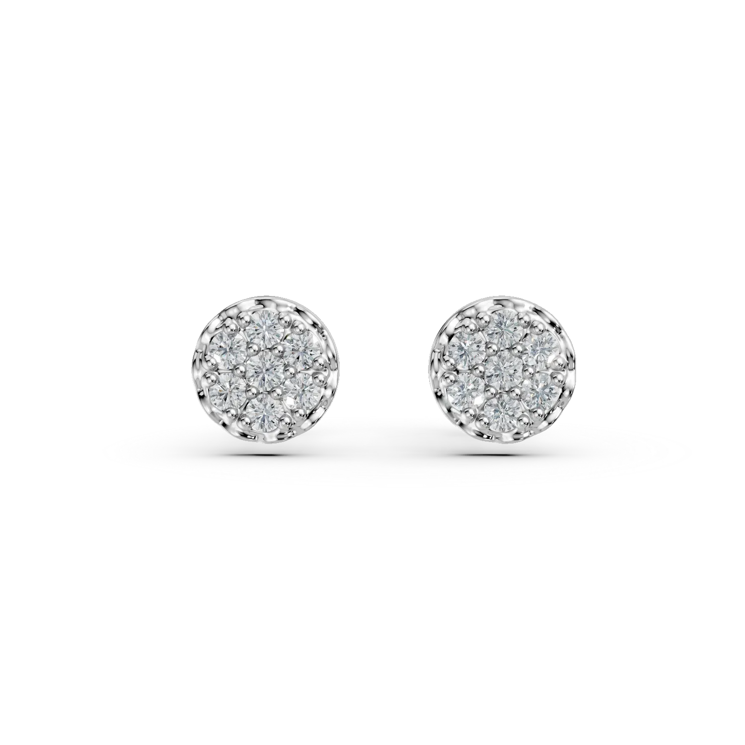 Cercei stud din aur alb cu diamante de 0.1ct create in laborator
