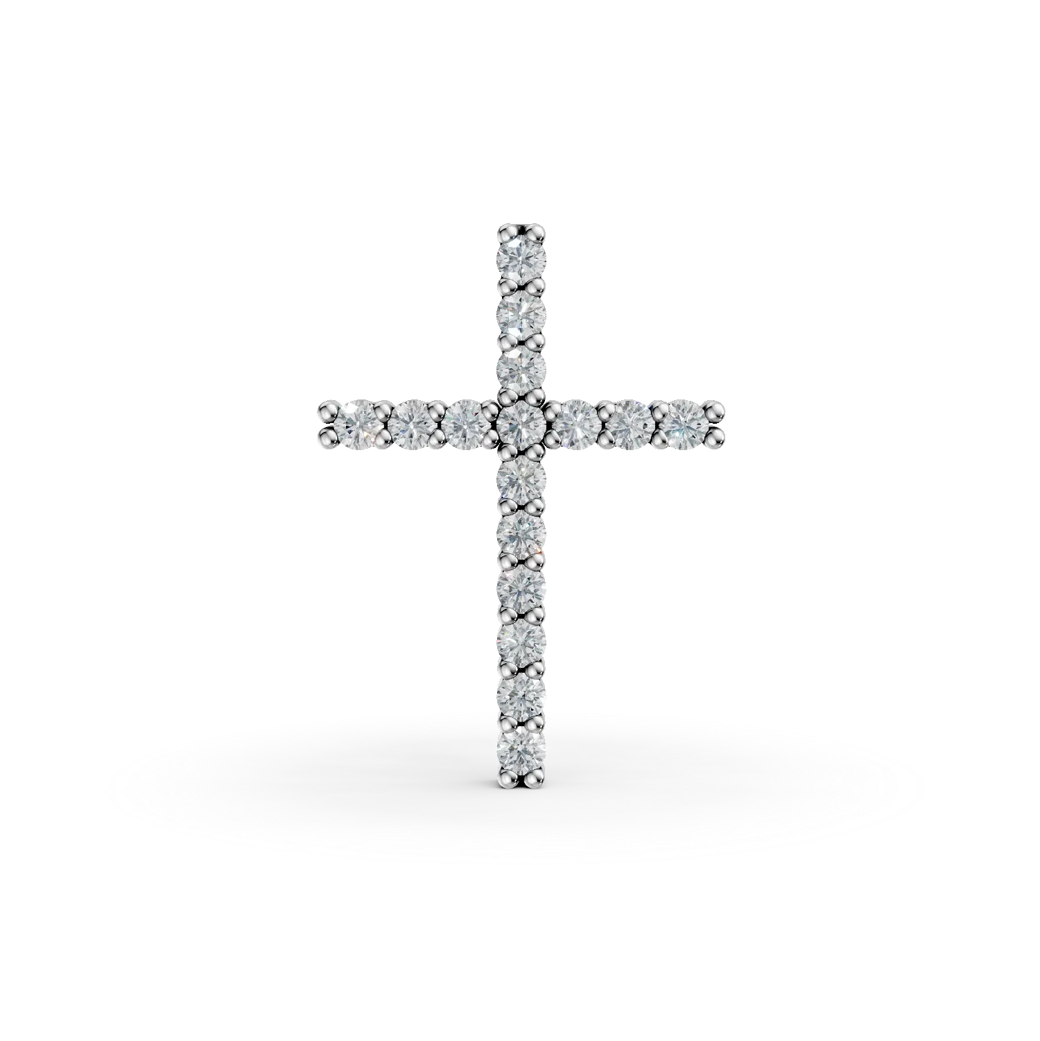 Pandantiv cruce din aur alb cu diamante de 0.2ct create in laborator