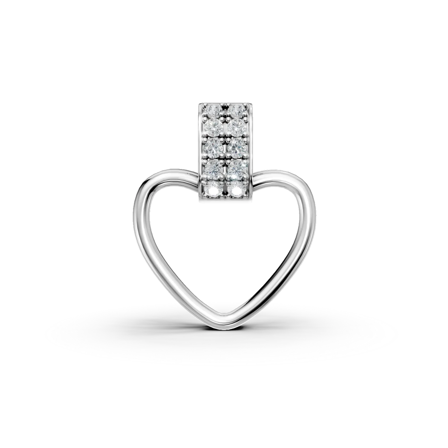 Pandantiv inima din aur alb cu diamante de 0.09ct create in laborator