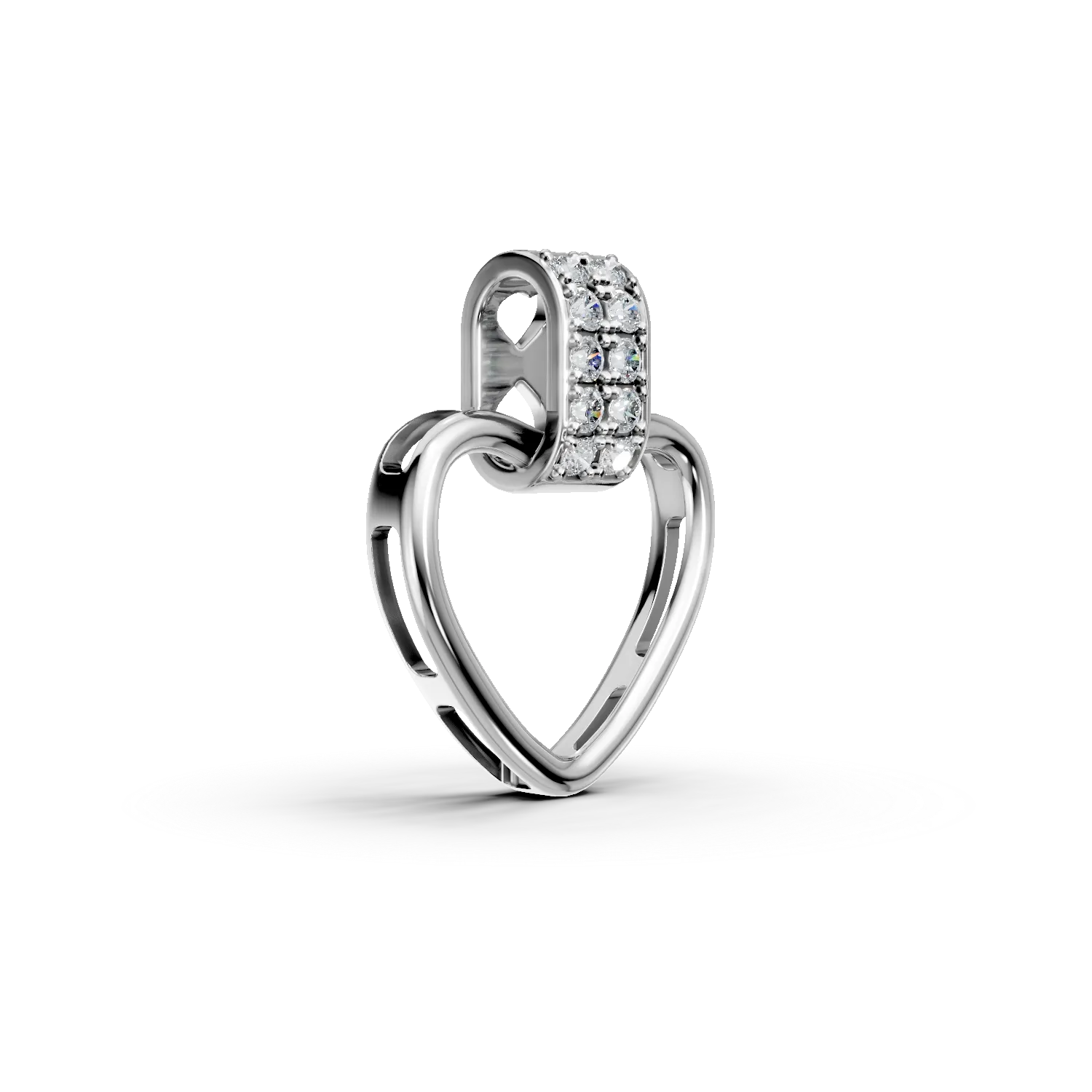 Pandantiv inima din aur alb cu diamante de 0.09ct create in laborator