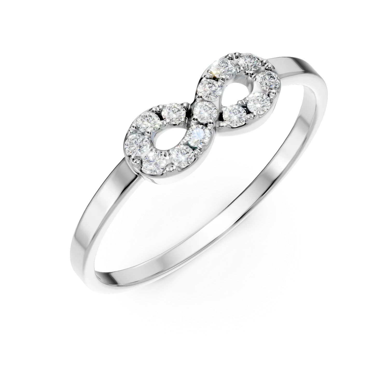Inel infinit din aur alb cu diamante de 0.1ct create in laborator