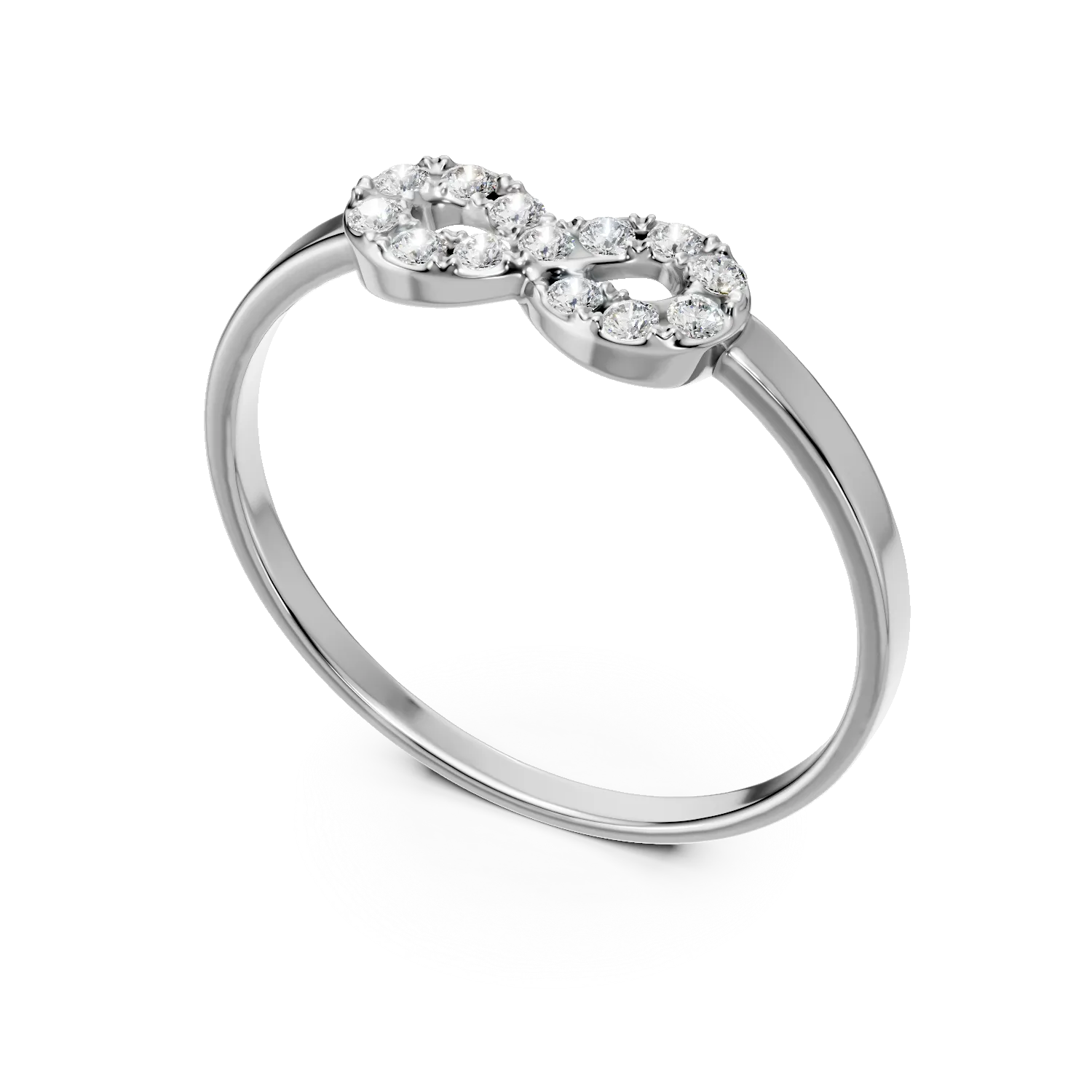 Inel infinit din aur alb cu diamante de 0.1ct create in laborator