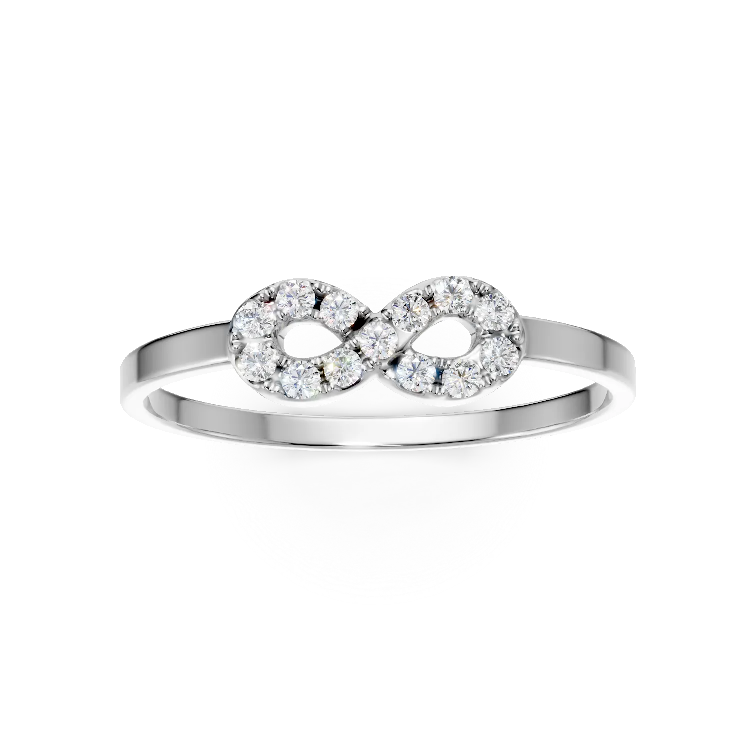 Inel infinit din aur alb cu diamante de 0.1ct create in laborator