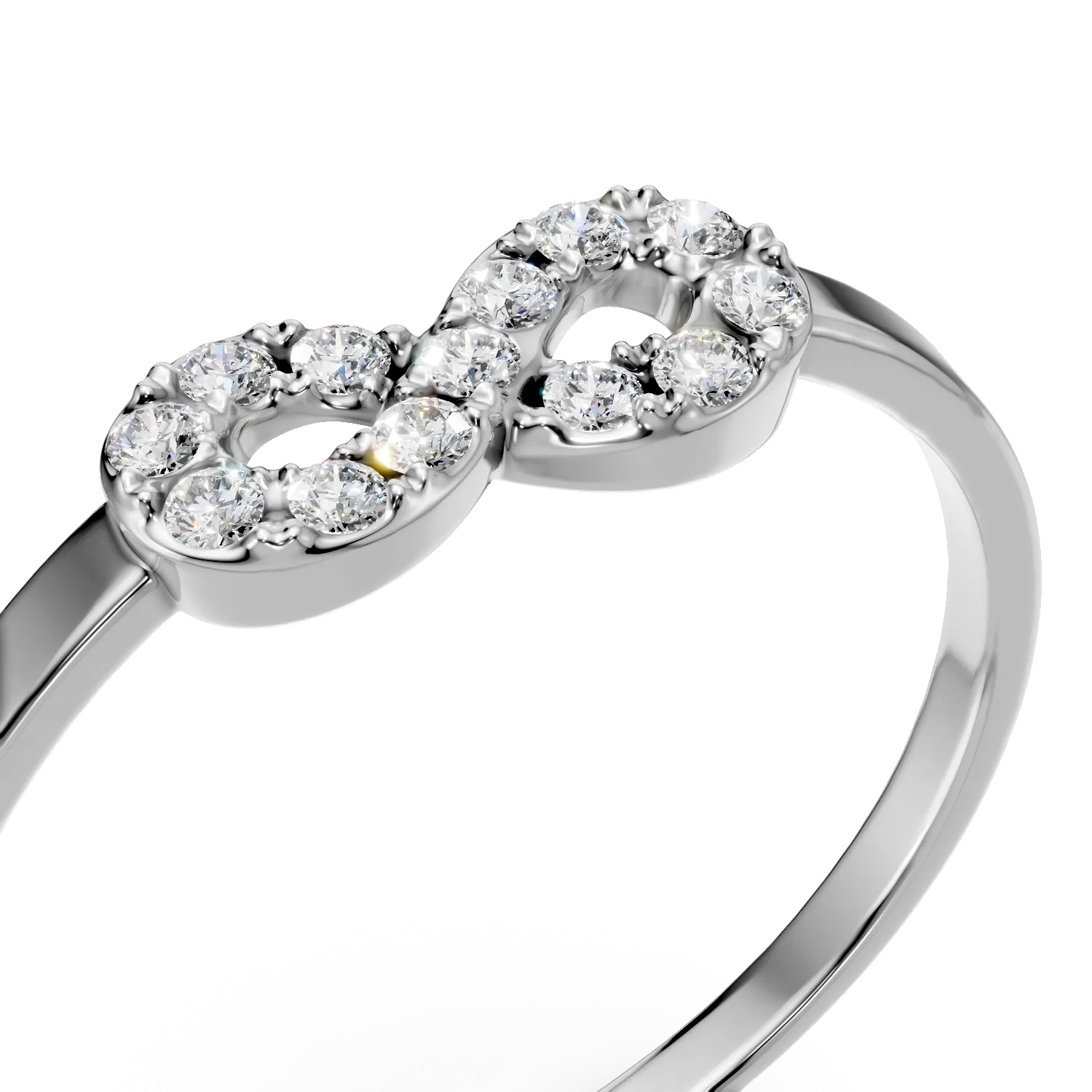 Inel infinit din aur alb cu diamante de 0.1ct create in laborator