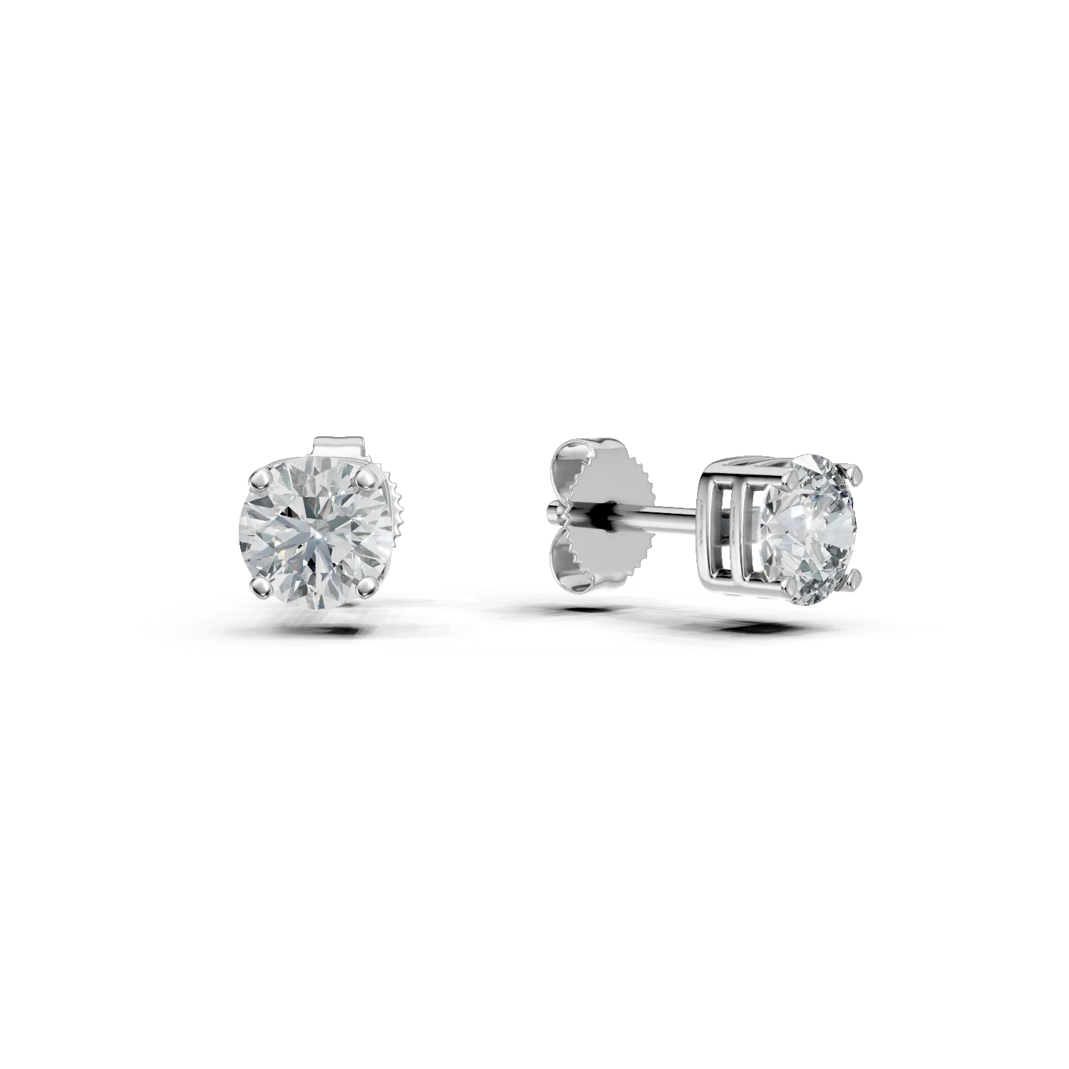 Cercei din aur alb cu zirconii solitaire - Imagine 1