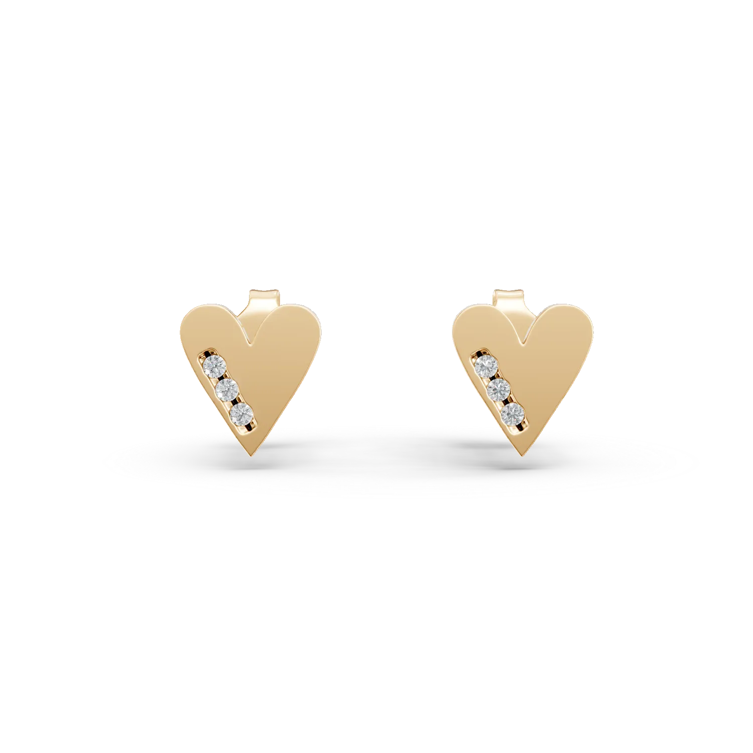 Cercei inimioare din aur galben cu zirconii