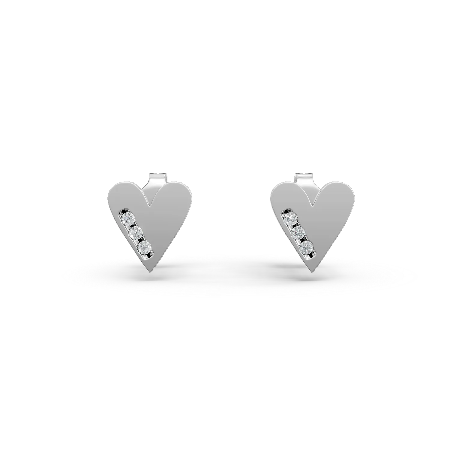 Cercei inimioare din aur alb cu zirconii