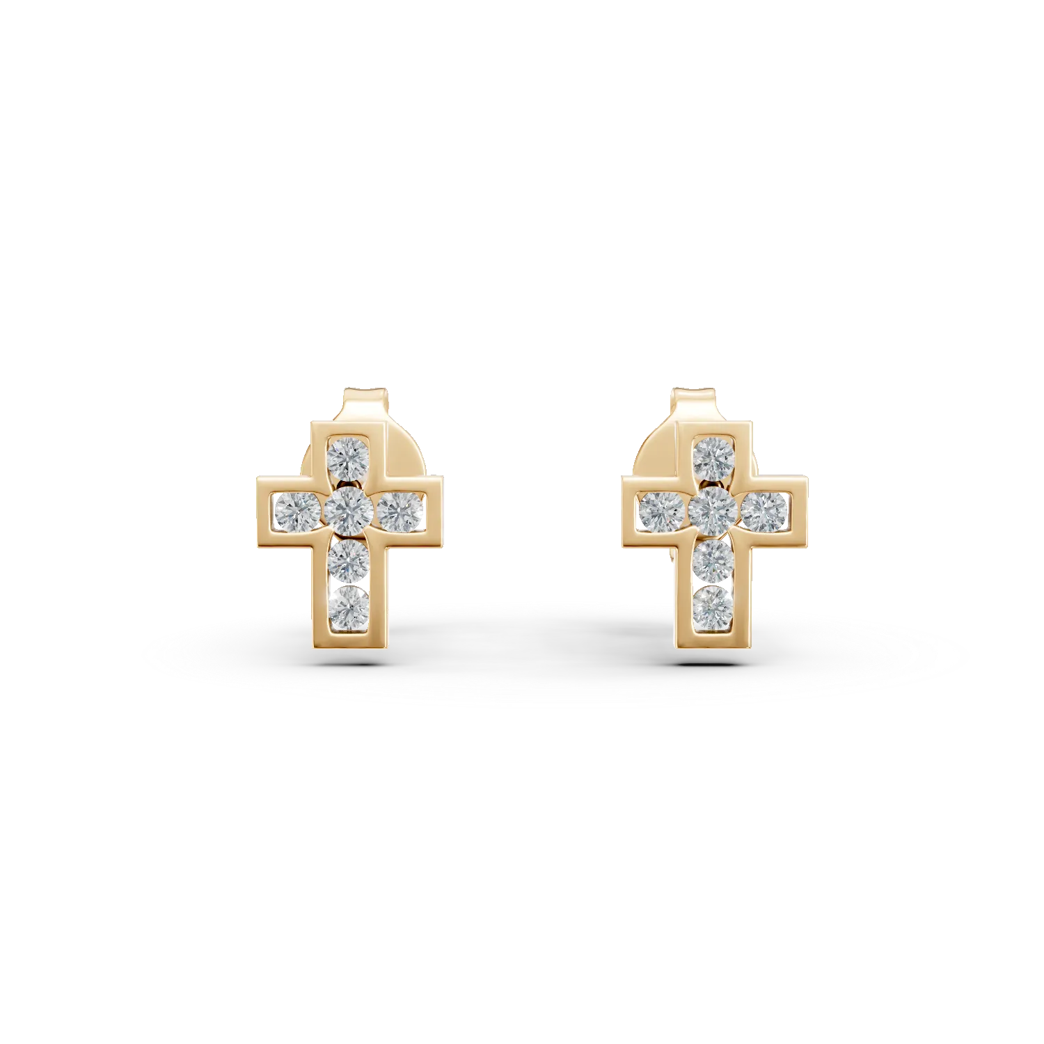 Cercei cruce din aur galben cu zirconii
