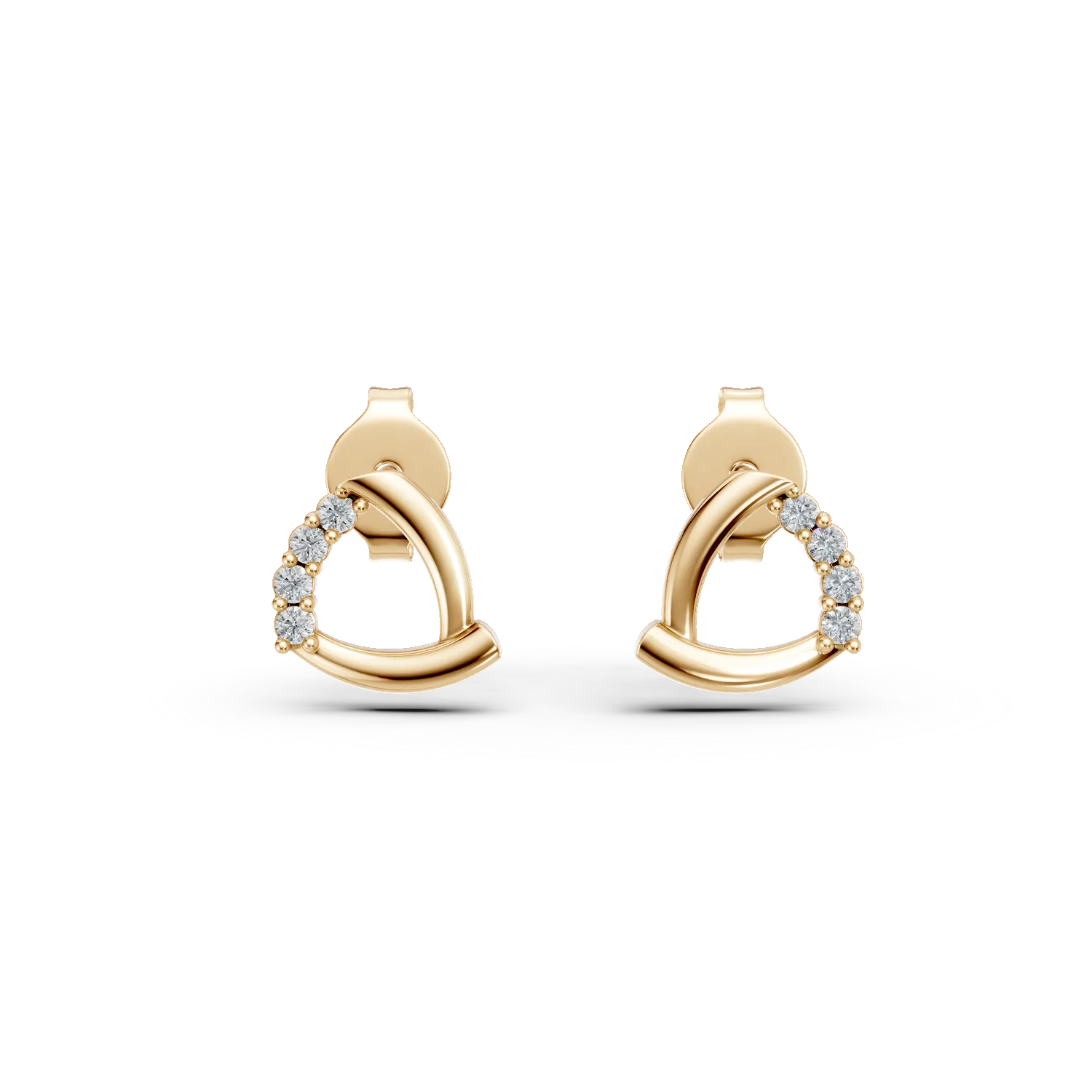 Cercei geometrici din aur galben cu zirconii