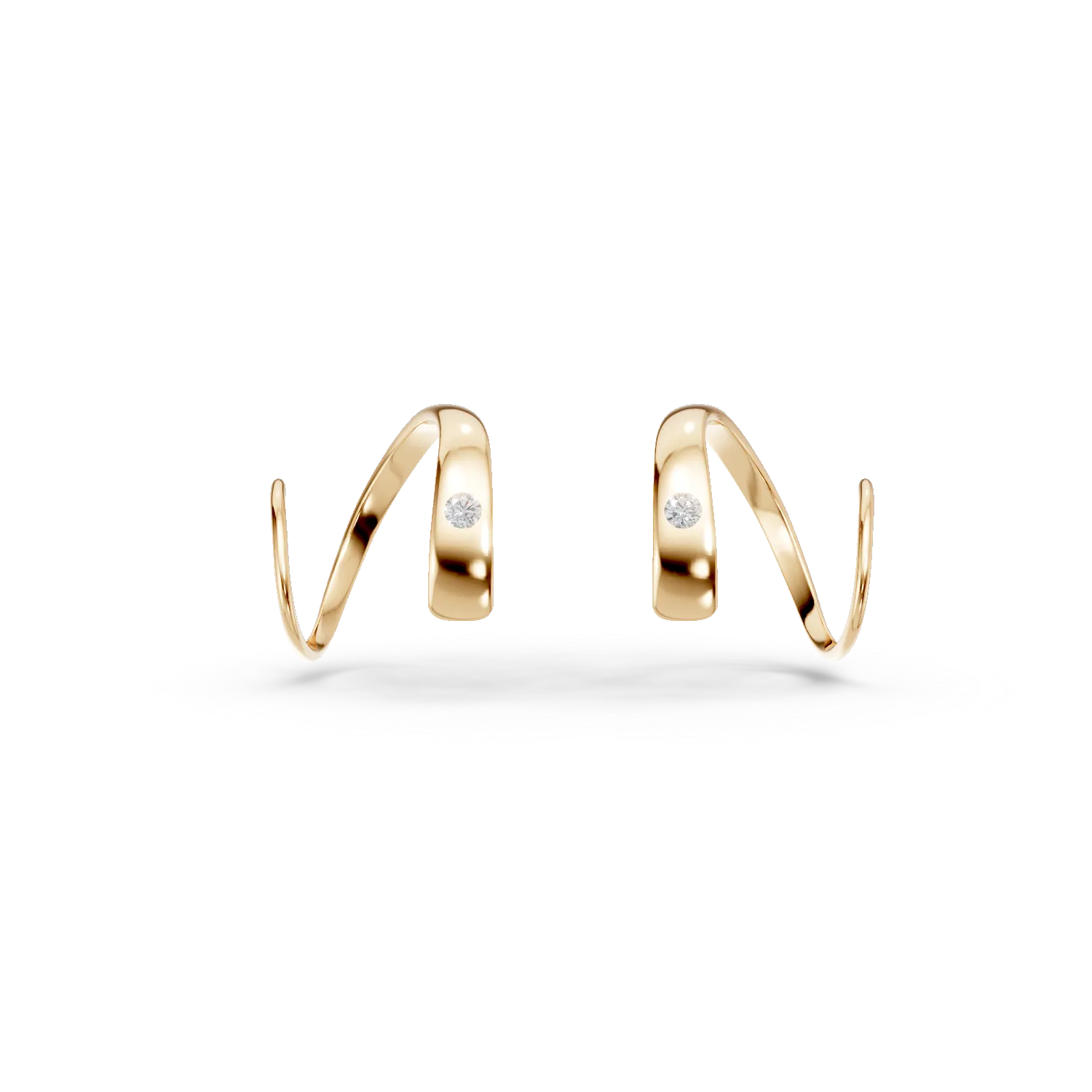 Cercei on ear din aur galben cu zirconii