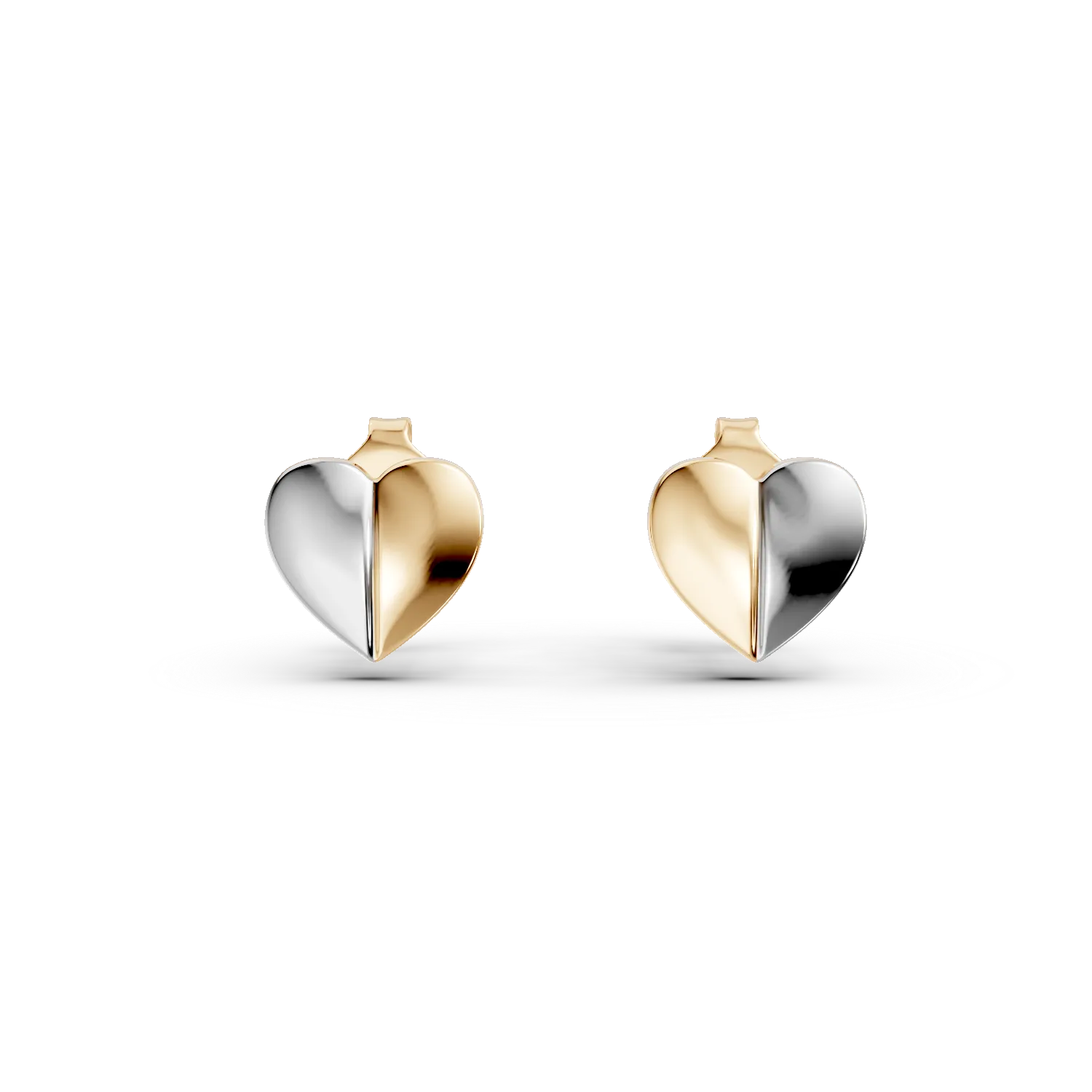 Cercei inimioare din aur alb-galben