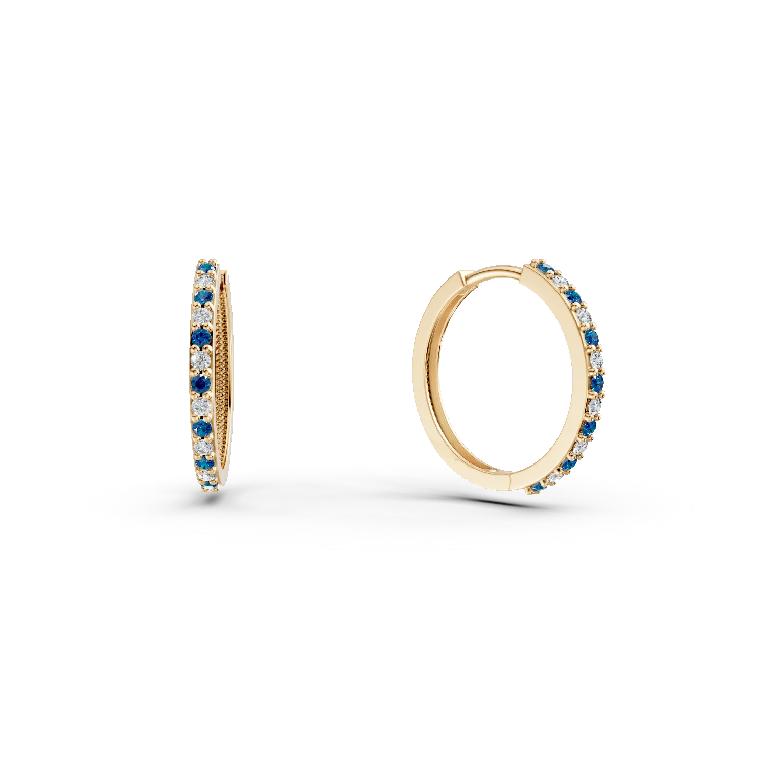 Cercei creole din aur galben cu zirconii albe si albastre Apparel & Accessories > Jewelry > Earrings DAAR 2 Cercei creole din aur galben cu zirconii albe si albastre Apparel & Accessories > Jewelry > Earrings DAAR 2