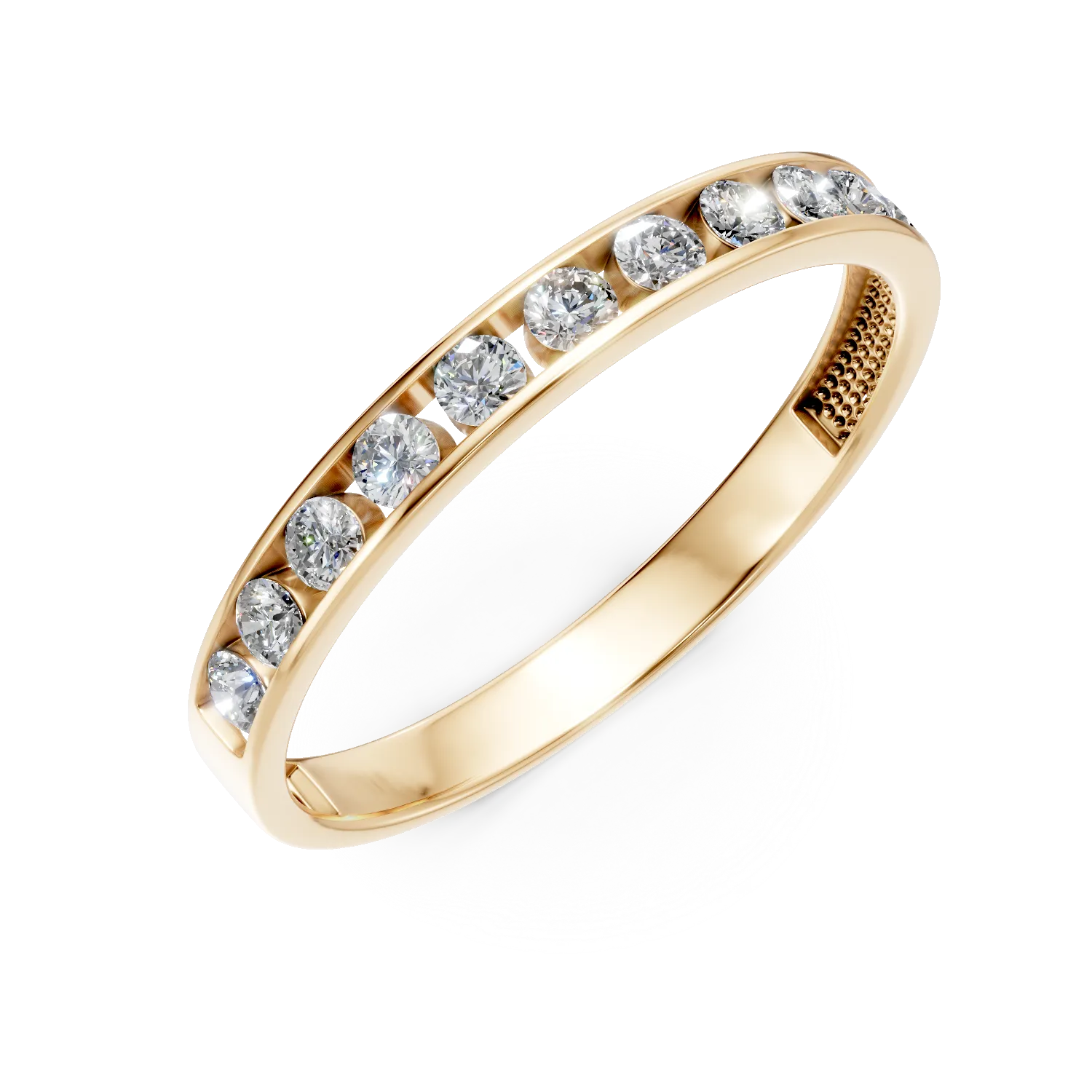 Inel semi eternity din aur galben cu zirconii