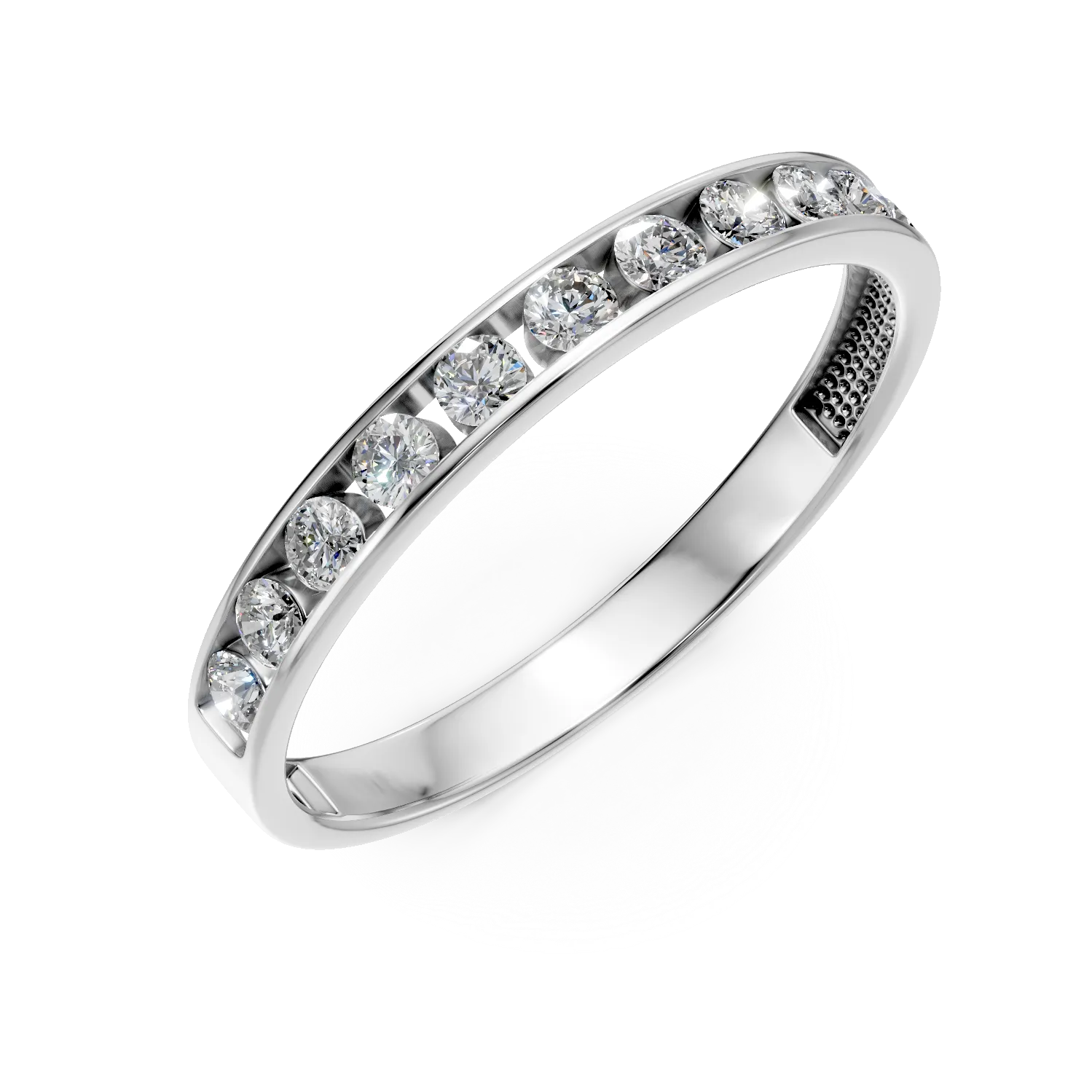 Inel semi eternity din aur alb cu zirconii