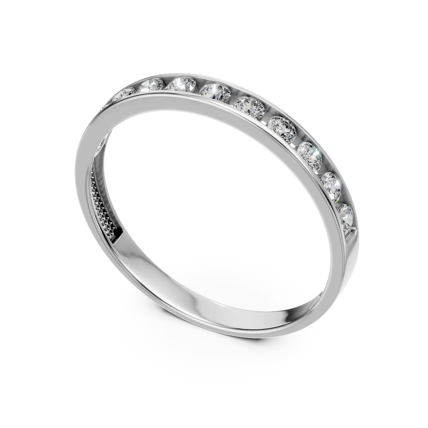 Inel semi eternity din aur alb cu zirconii