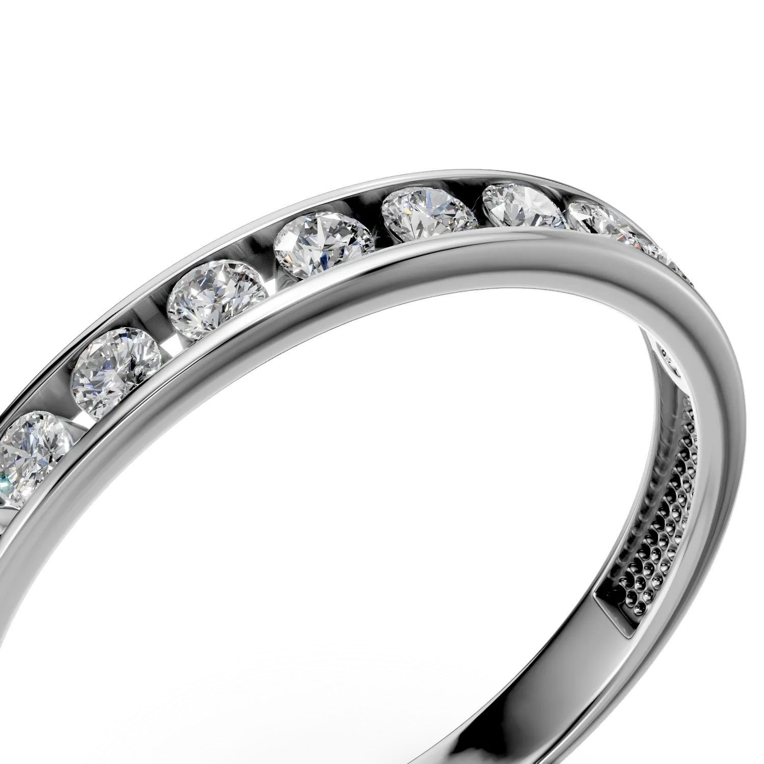 Inel semi eternity din aur alb cu zirconii