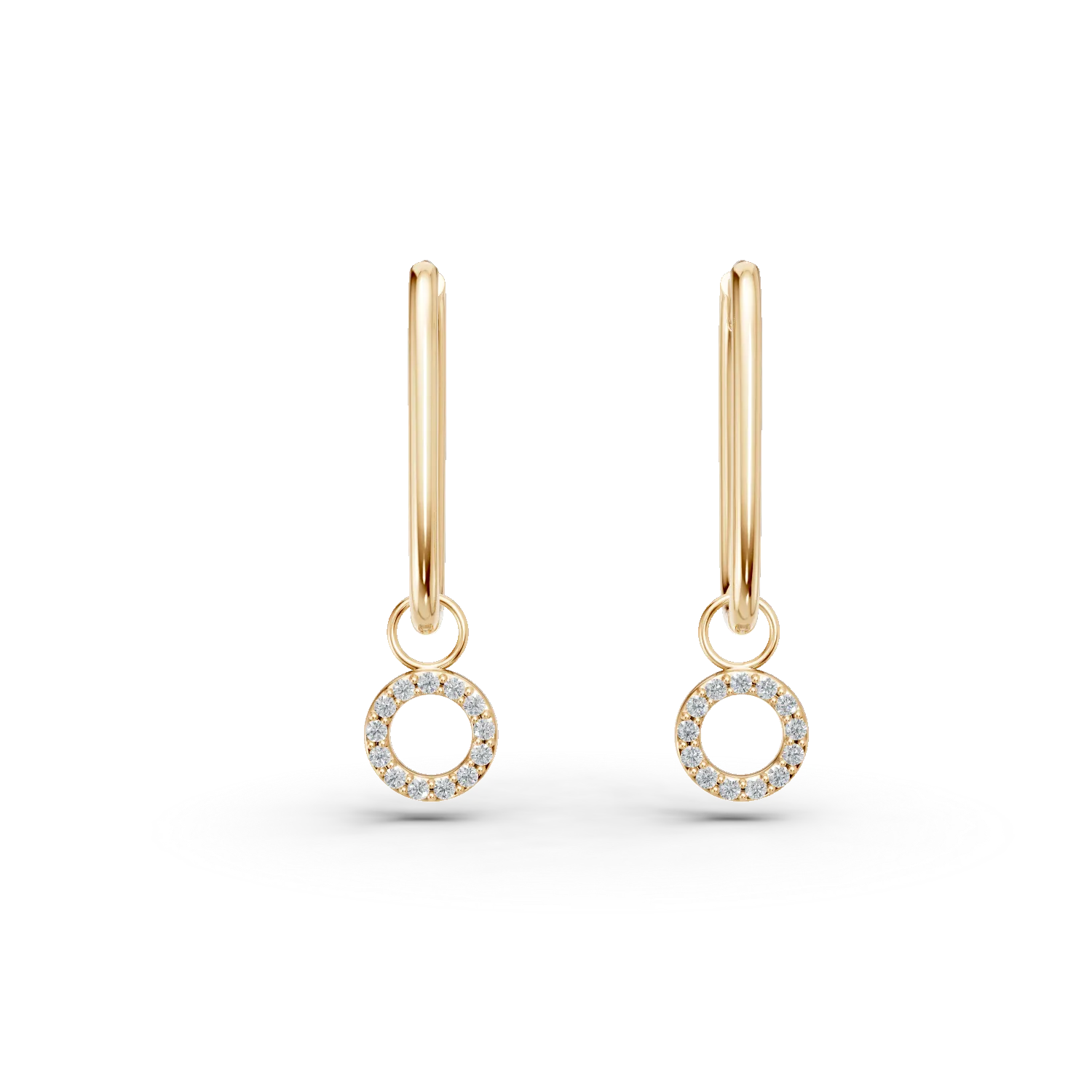 Cercei geometrici din aur galben cu zirconii