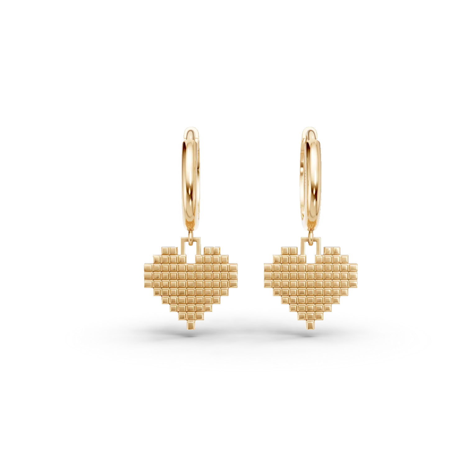 Cercei cu inimioare din aur galben