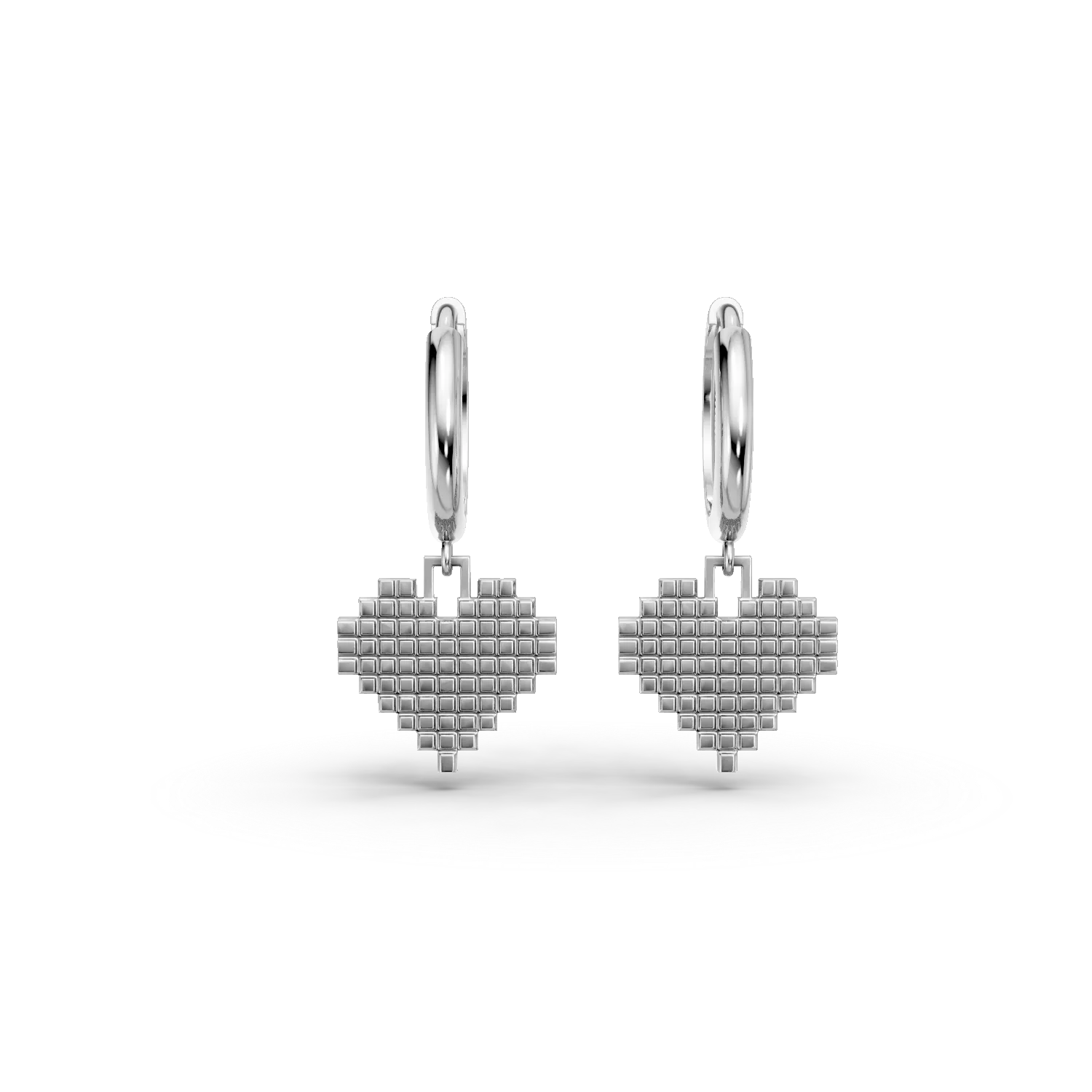 Cercei cu inimioare din aur alb