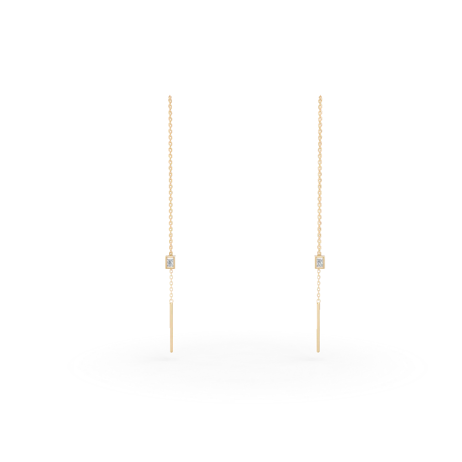 Cercei lungi din aur galben cu zirconii