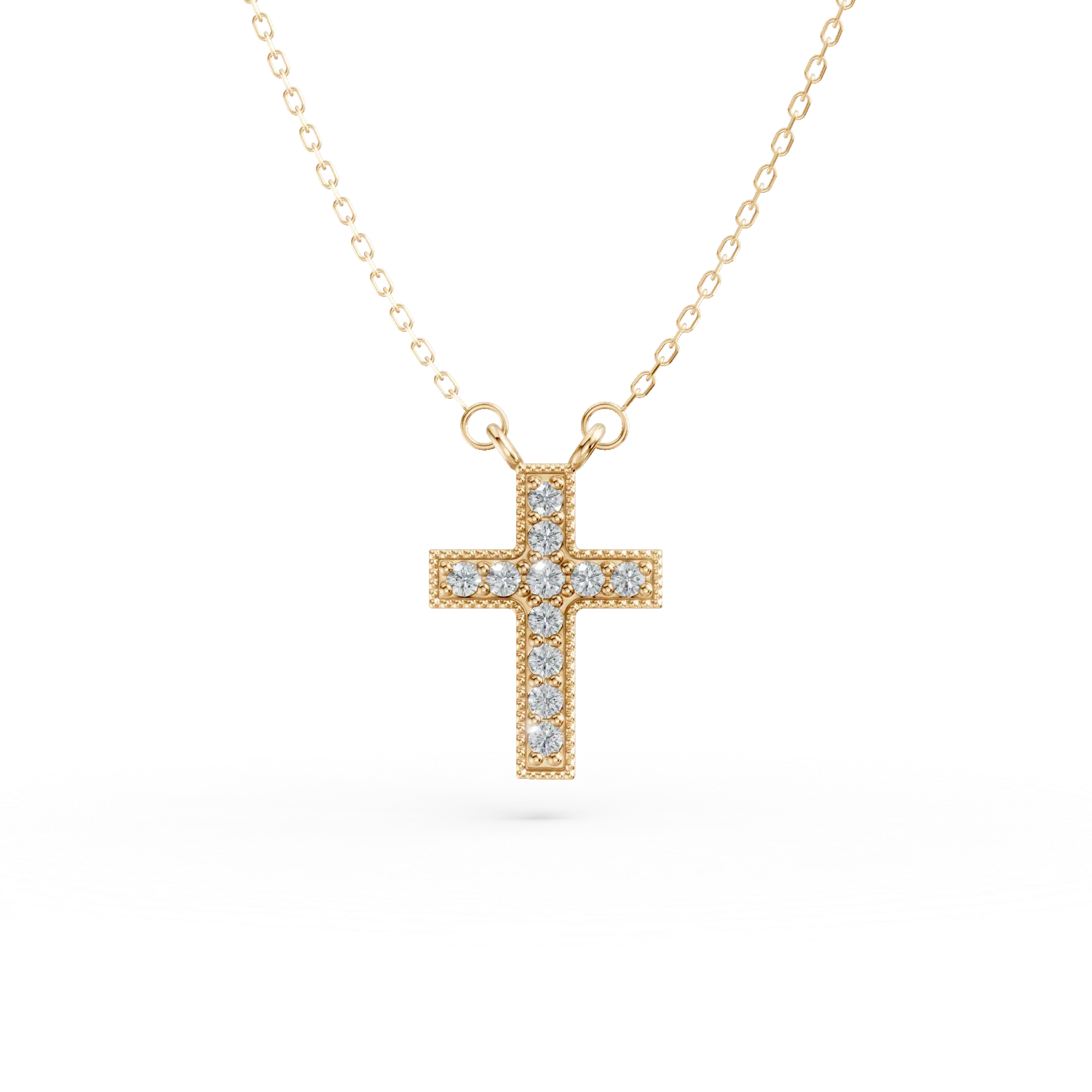 Lant cu pandantiv cruce din aur galben cu zirconii