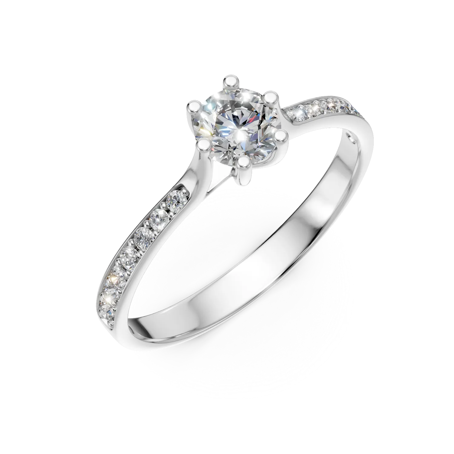 Inel de logodna din aur alb cu zirconii