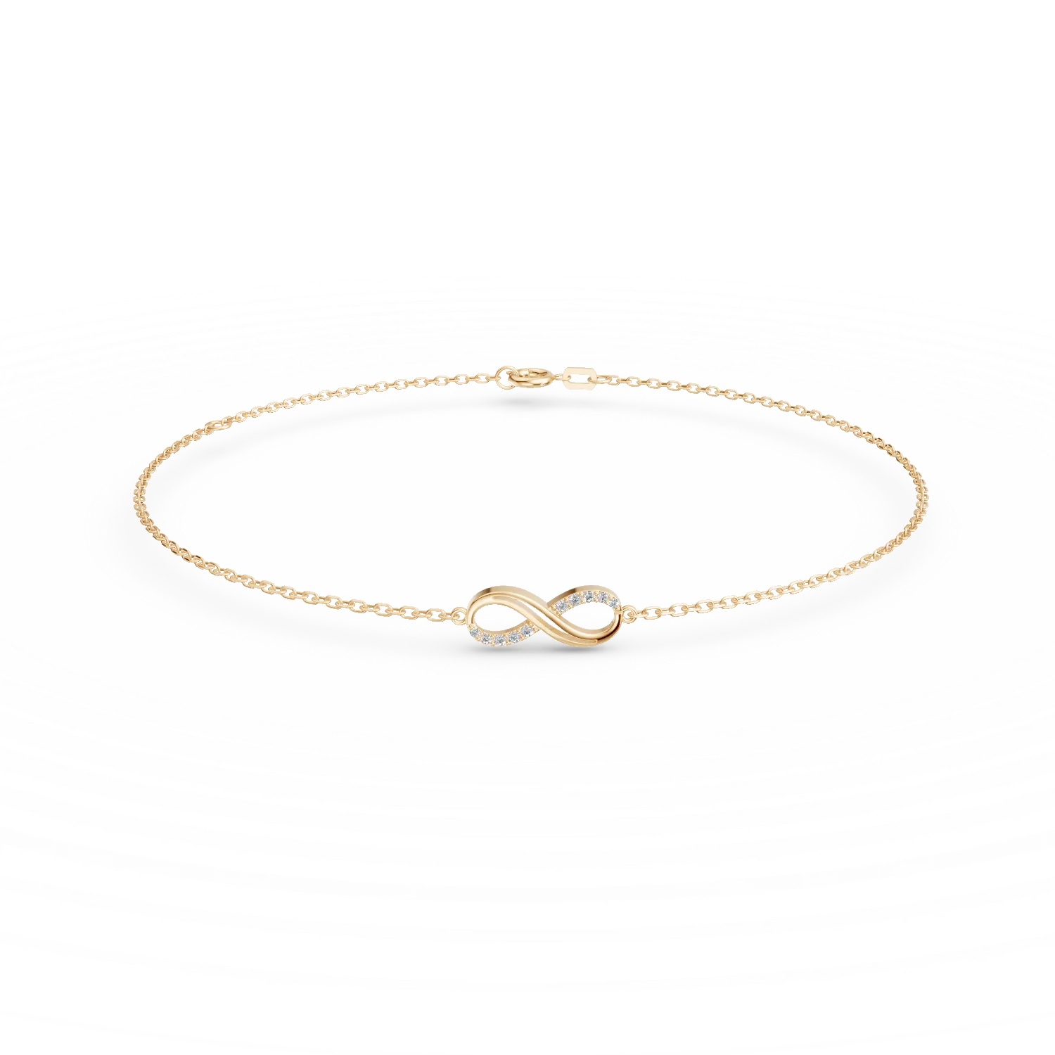 Bratara cu pandantiv infinit din aur galben cu zirconii