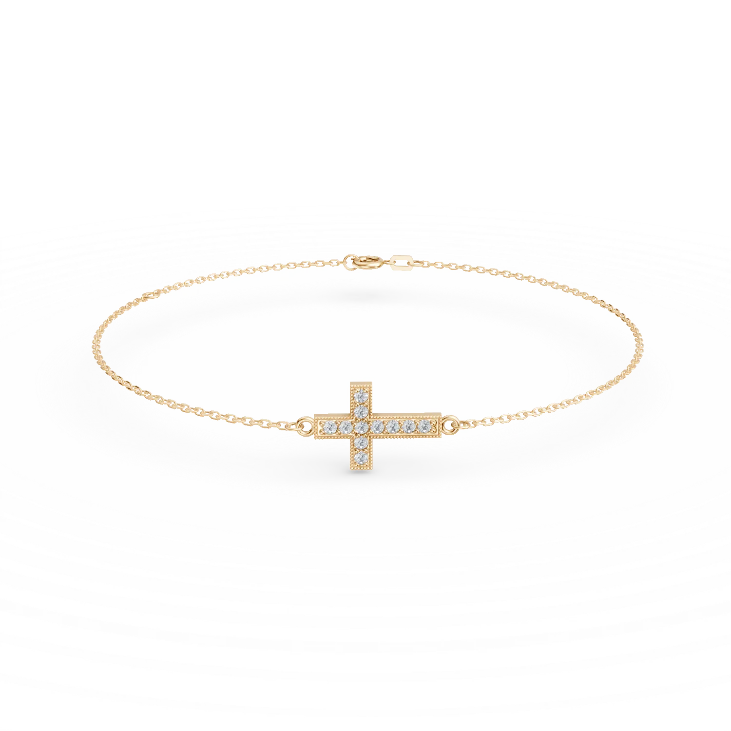 Bratara cu pandantiv cruce din aur galben cu zirconii