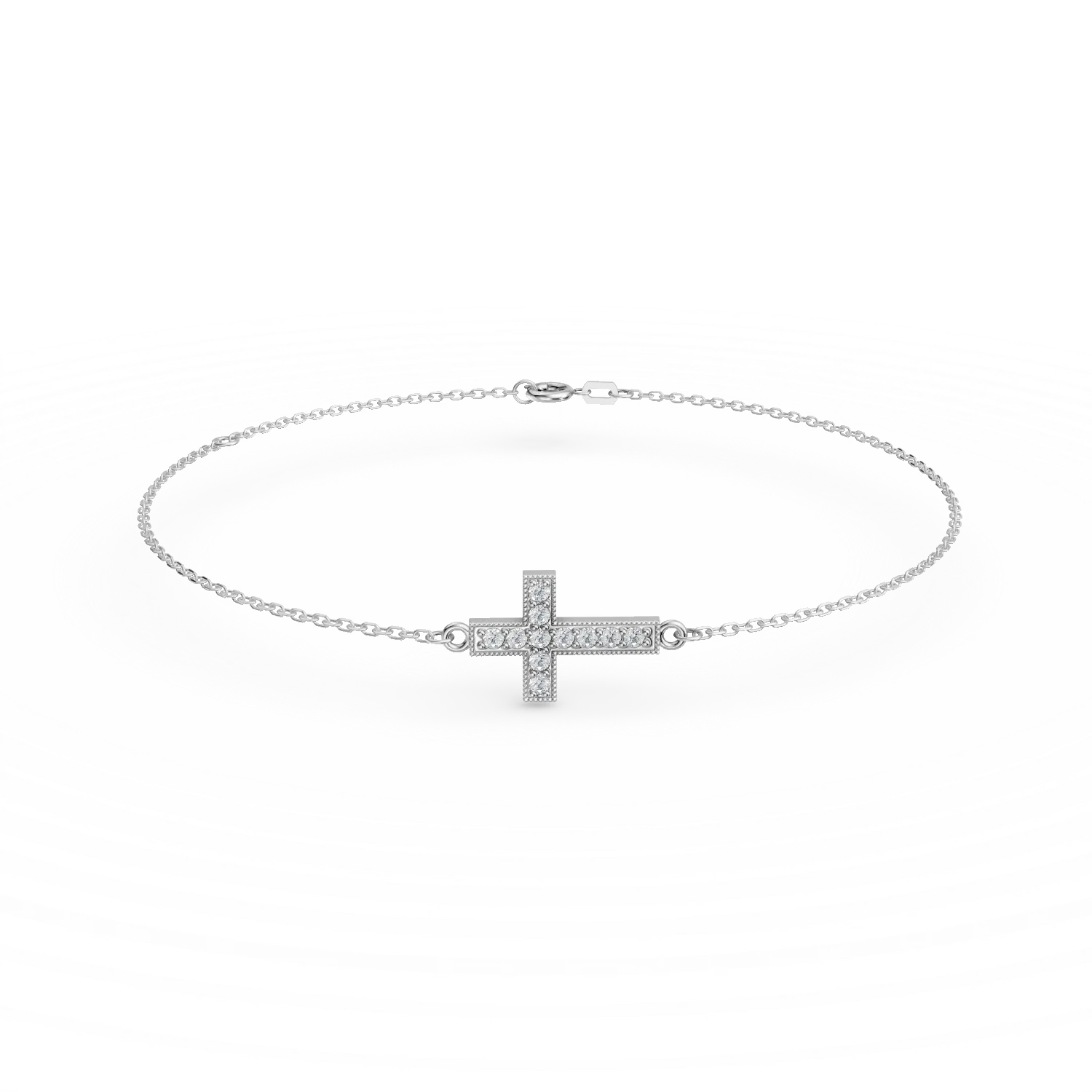 Bratara cu pandantiv cruce din aur alb cu zirconii